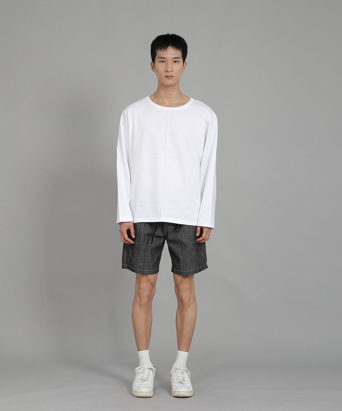 세인트크루(SAINTCREW) 무지 R넥 긴팔티셔츠 RRL-875 화이트