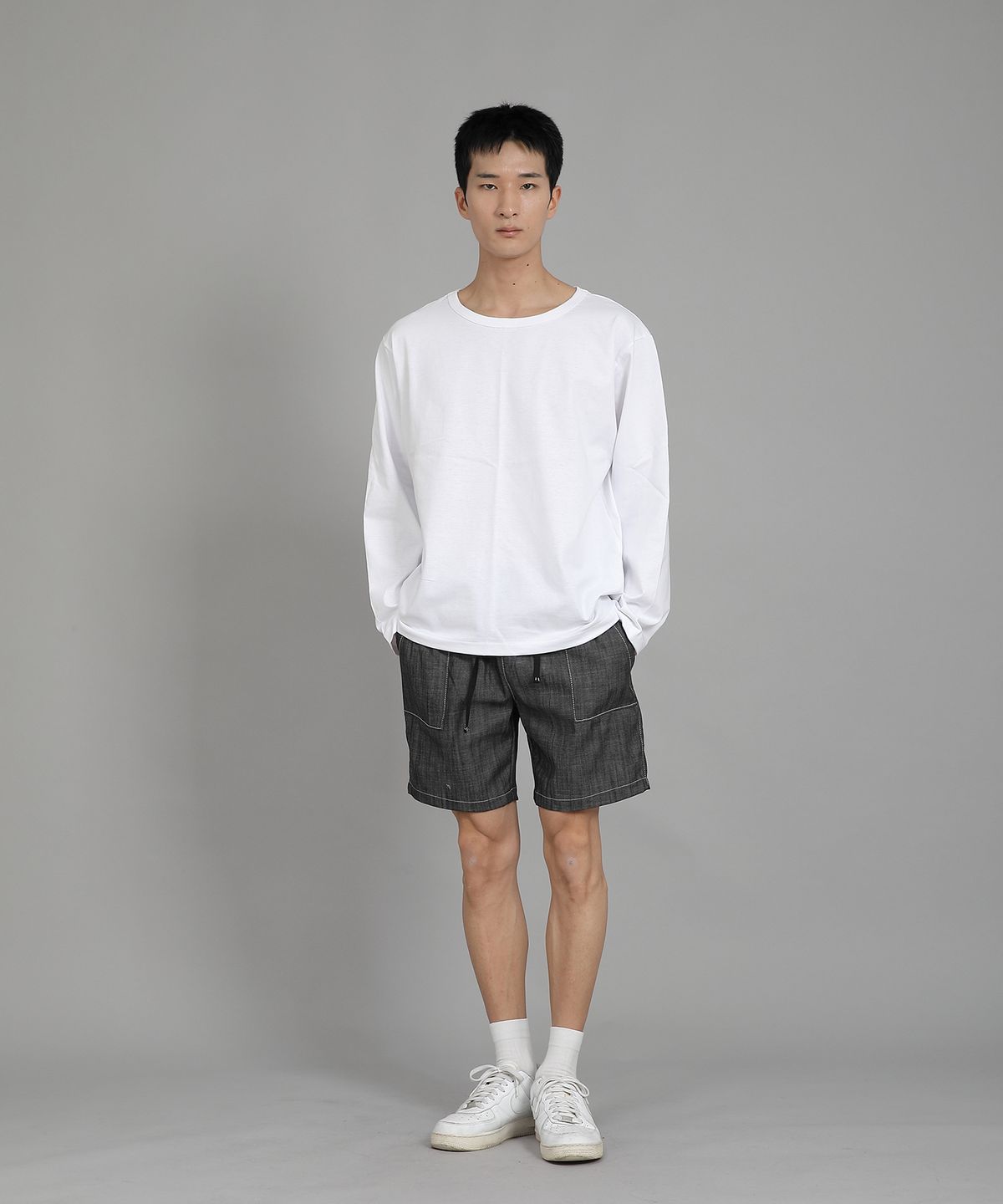 세인트크루(SAINTCREW) 무지 R넥 긴팔티셔츠 RRL-875 화이트