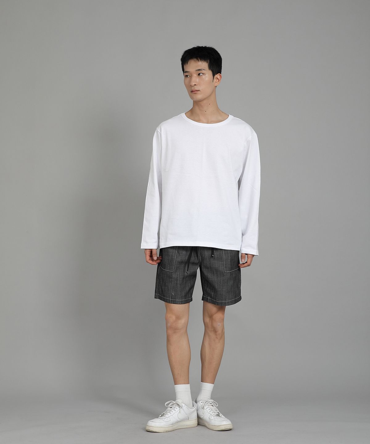 세인트크루(SAINTCREW) 무지 R넥 긴팔티셔츠 RRL-875 화이트