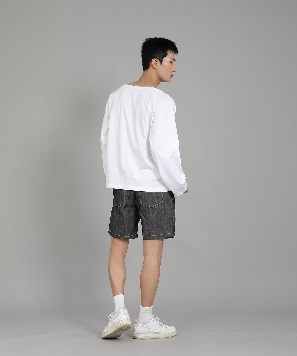 세인트크루(SAINTCREW) 무지 BIG V넥 긴팔티셔츠 BIGV-879 화이트