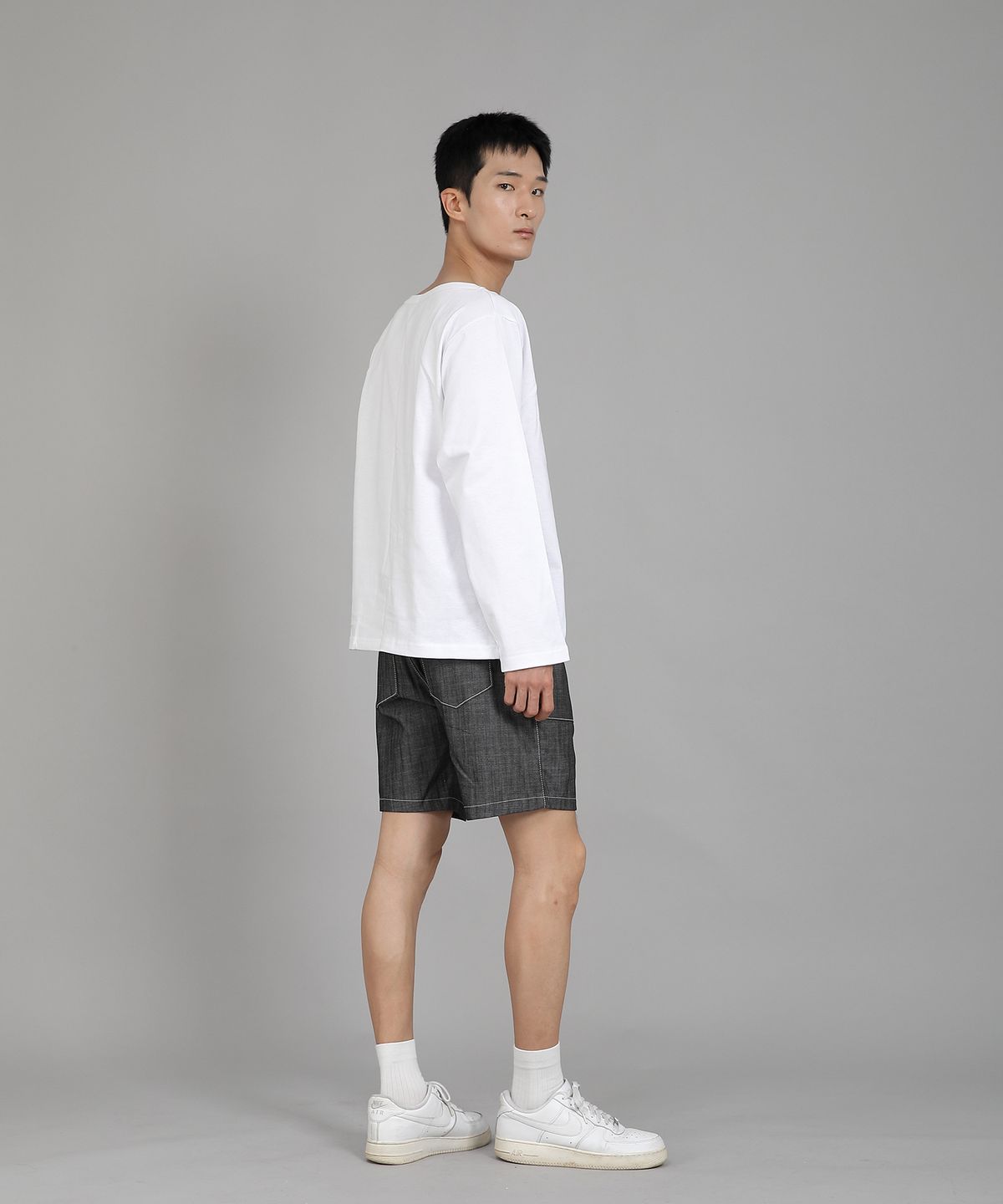 세인트크루(SAINTCREW) 무지 BIG V넥 긴팔티셔츠 BIGV-879 화이트