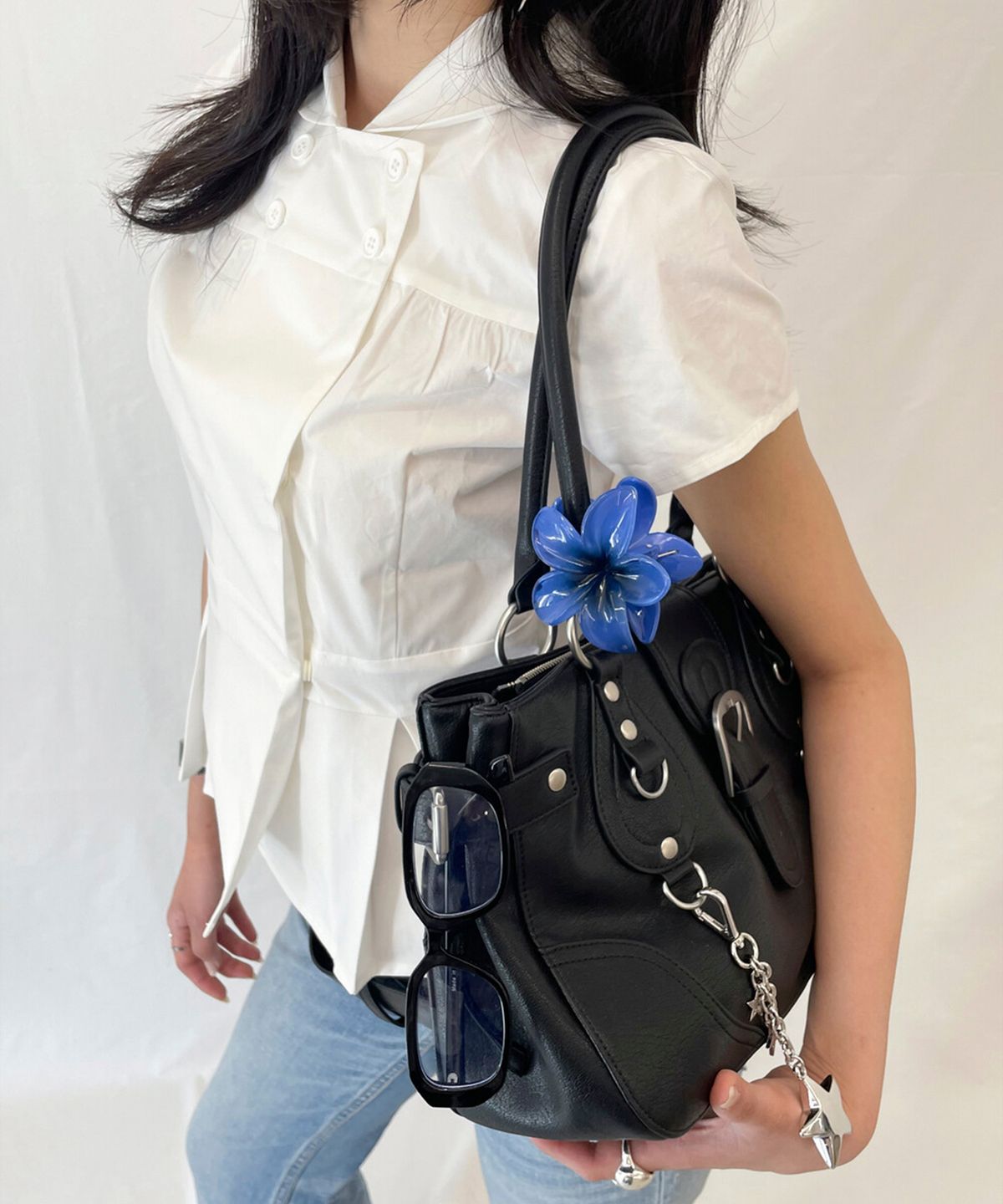 디망쉬(DIMANCHE) Double Button Blouse (white)