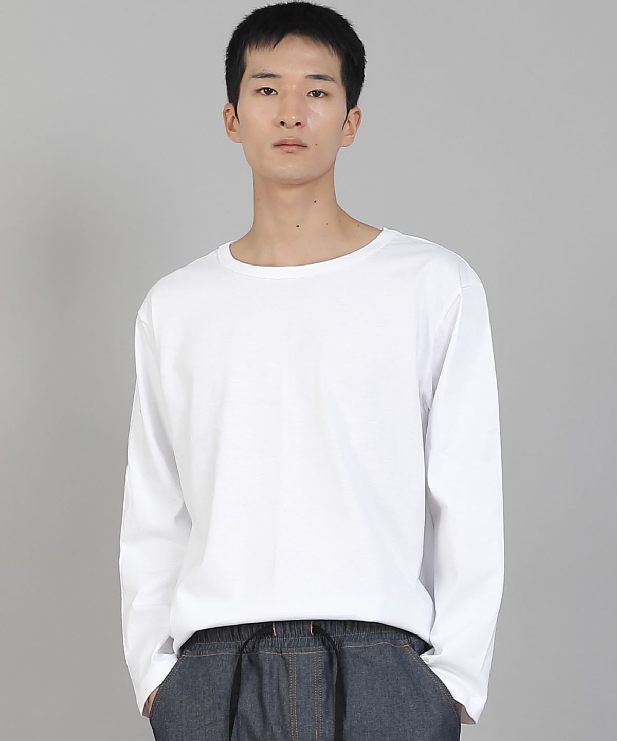 세인트크루(SAINTCREW) 무지 R넥 16s코튼 긴팔티셔츠 PRC-888 화이트