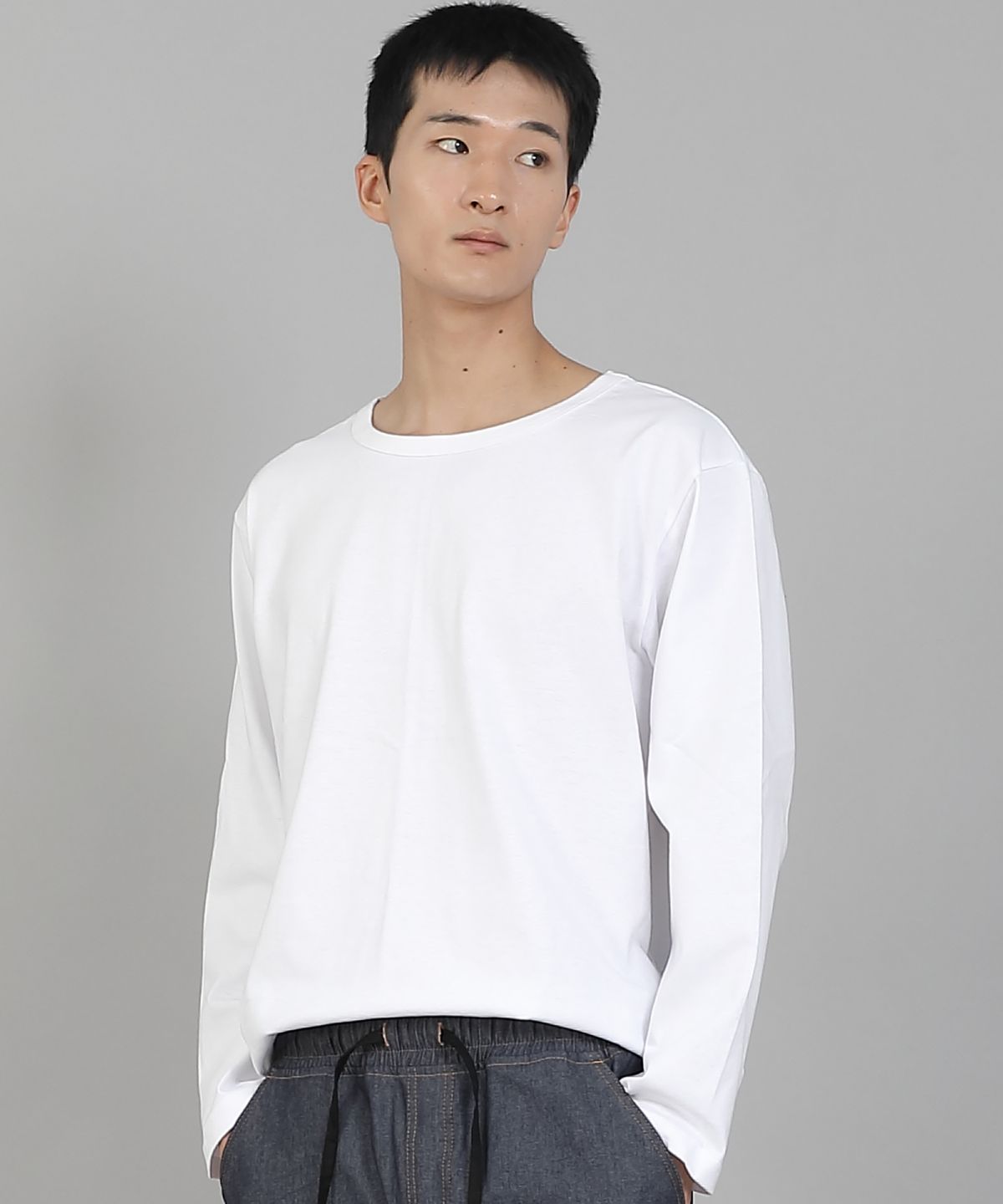 세인트크루(SAINTCREW) 무지 R넥 16s코튼 긴팔티셔츠 PRC-888 화이트