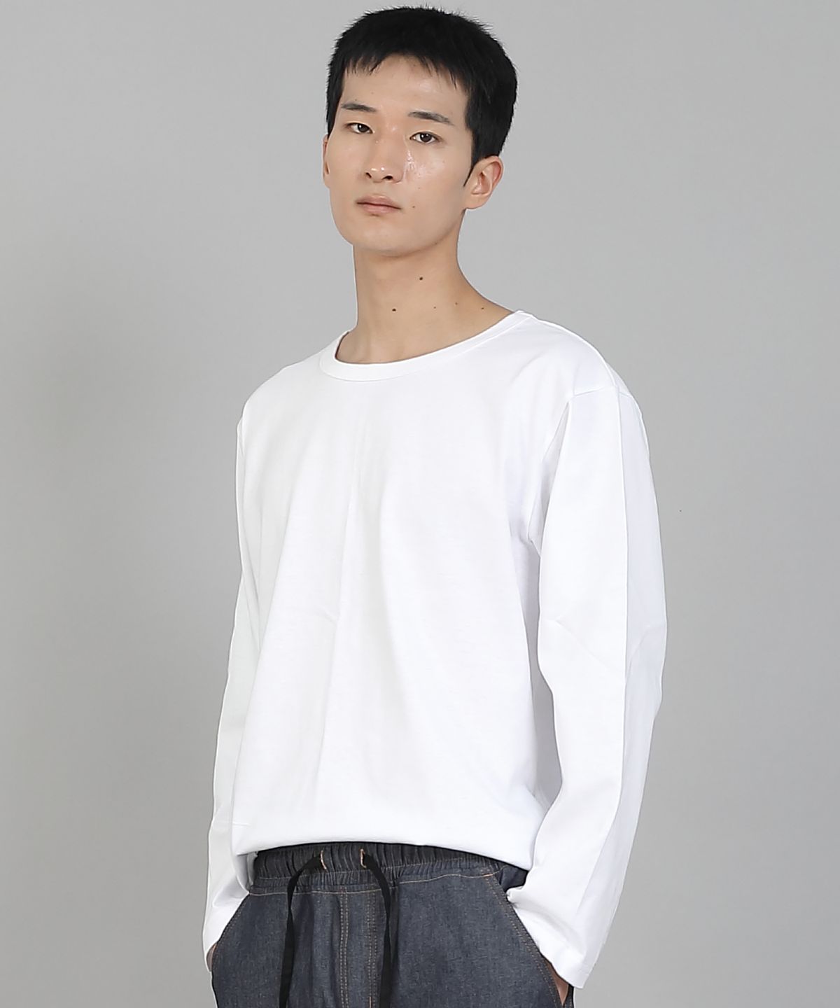 세인트크루(SAINTCREW) 무지 R넥 16s코튼 긴팔티셔츠 PRC-888 화이트