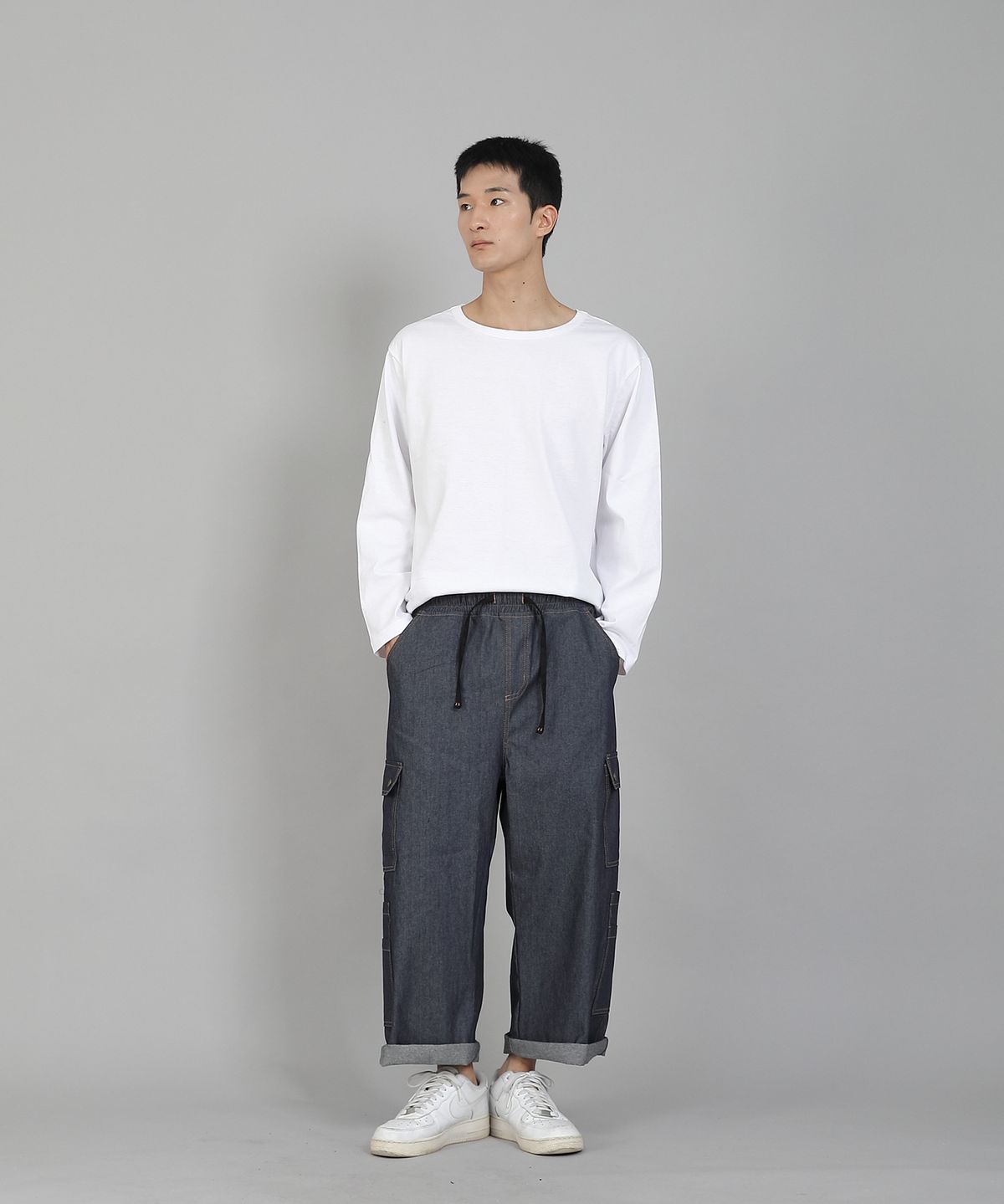 세인트크루(SAINTCREW) 무지 R넥 16s코튼 긴팔티셔츠 PRC-888 화이트