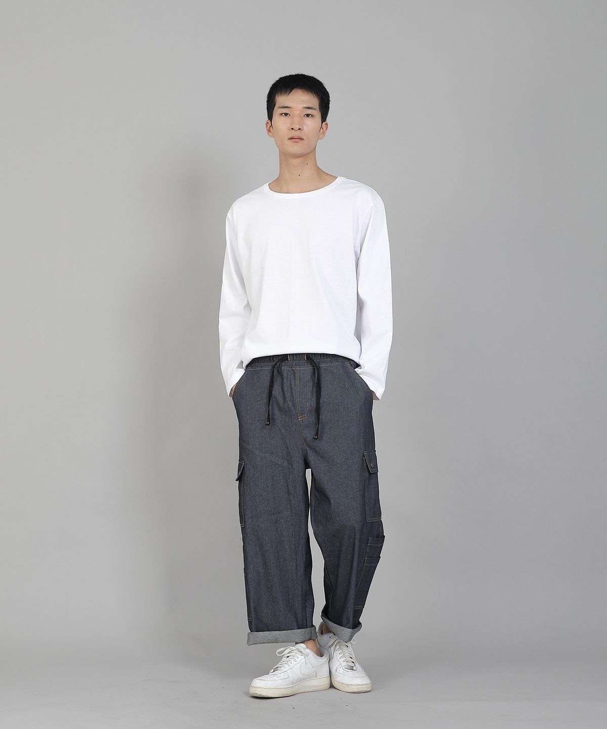 세인트크루(SAINTCREW) 무지 R넥 16s코튼 긴팔티셔츠 PRC-888 화이트