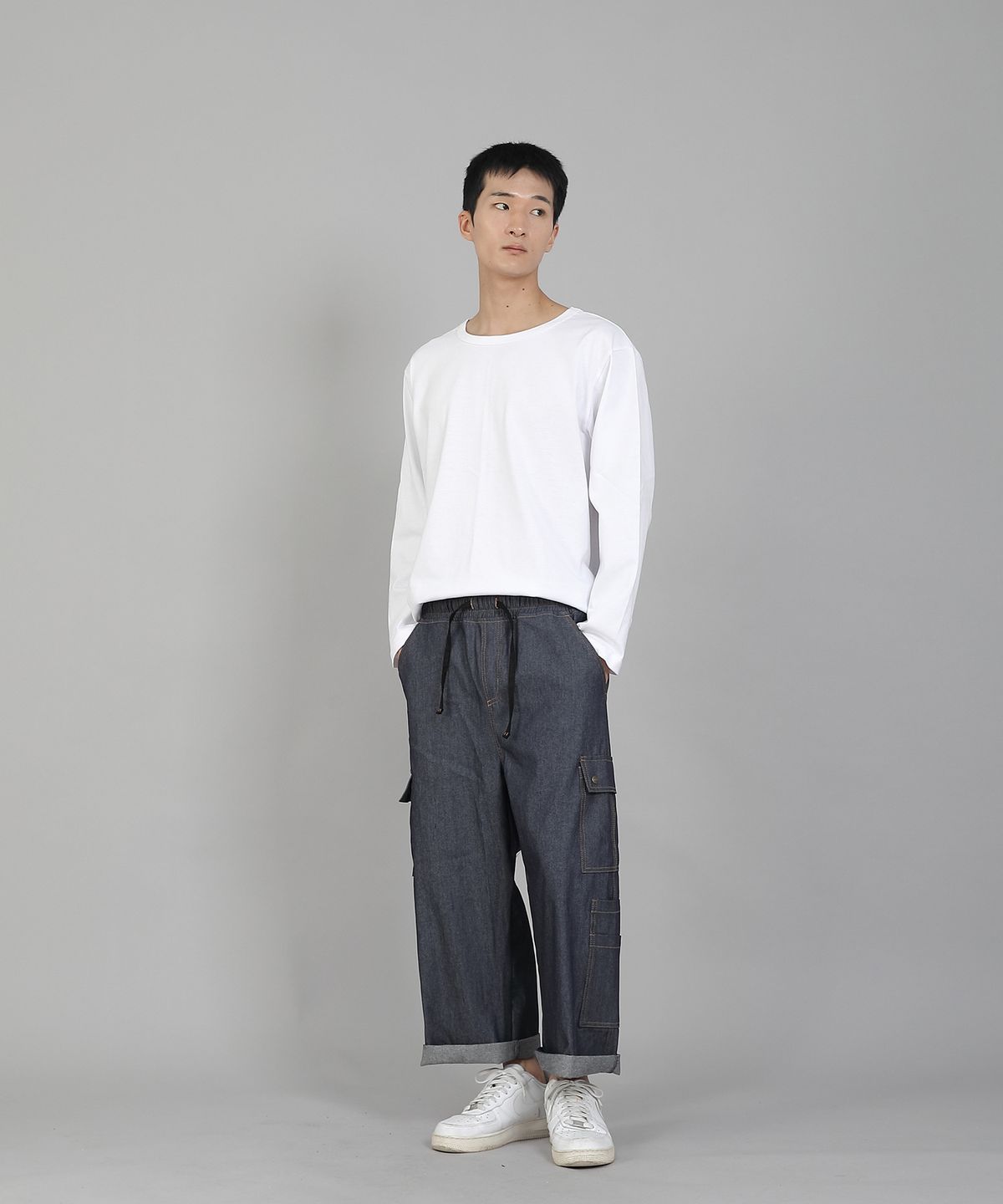 세인트크루(SAINTCREW) 무지 R넥 16s코튼 긴팔티셔츠 PRC-888 화이트