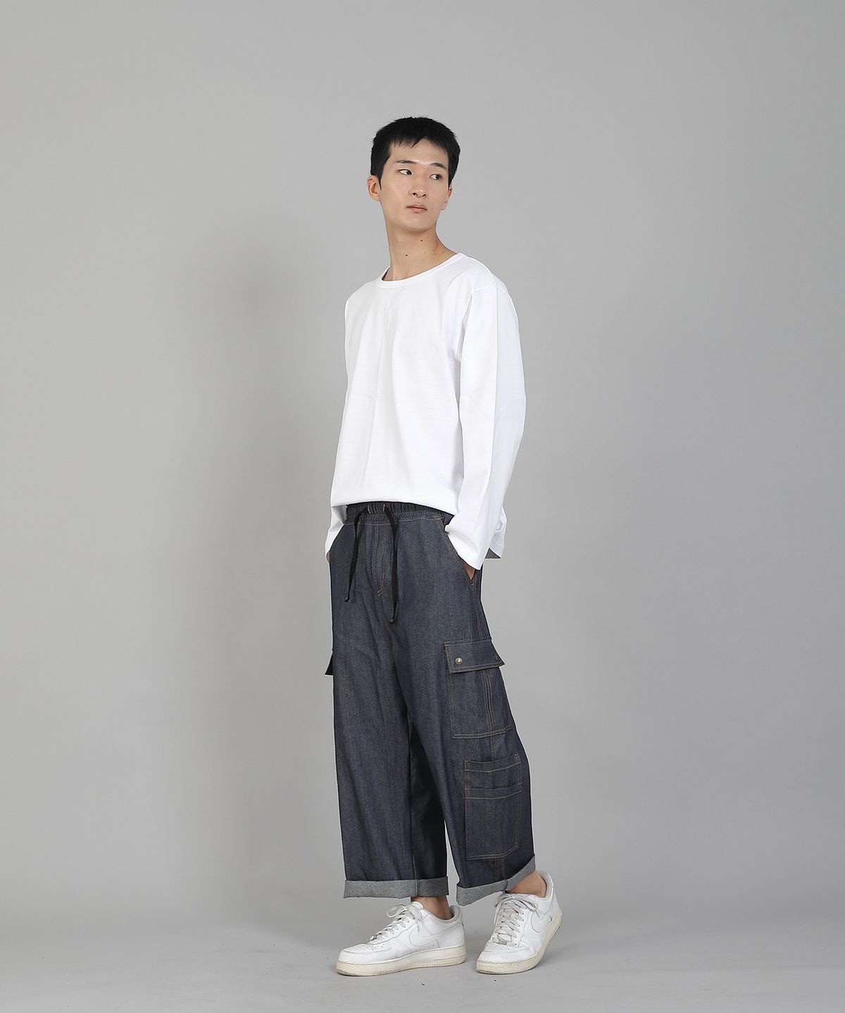 세인트크루(SAINTCREW) 무지 R넥 16s코튼 긴팔티셔츠 PRC-888 화이트