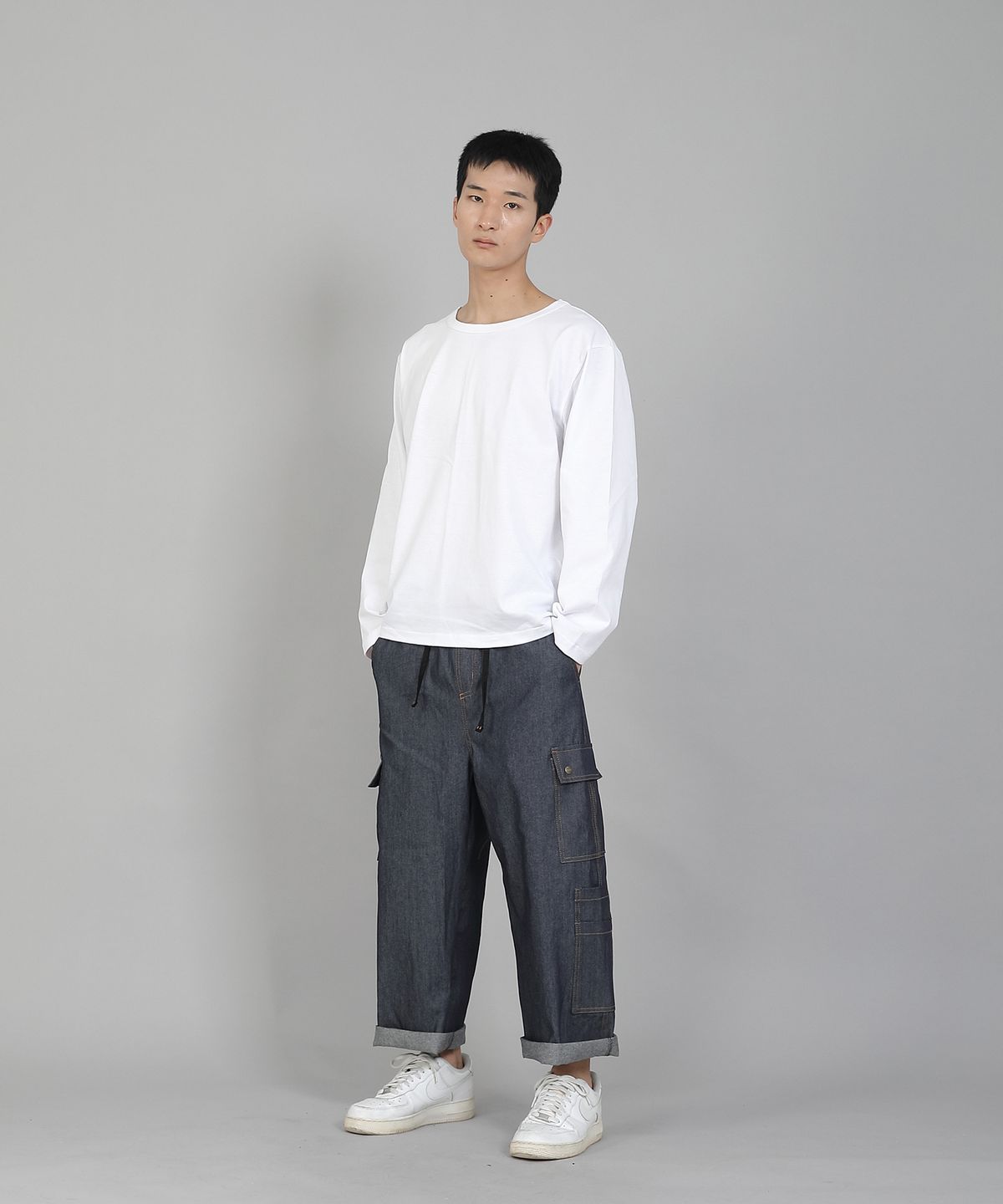 세인트크루(SAINTCREW) 무지 R넥 16s코튼 긴팔티셔츠 PRC-888 화이트