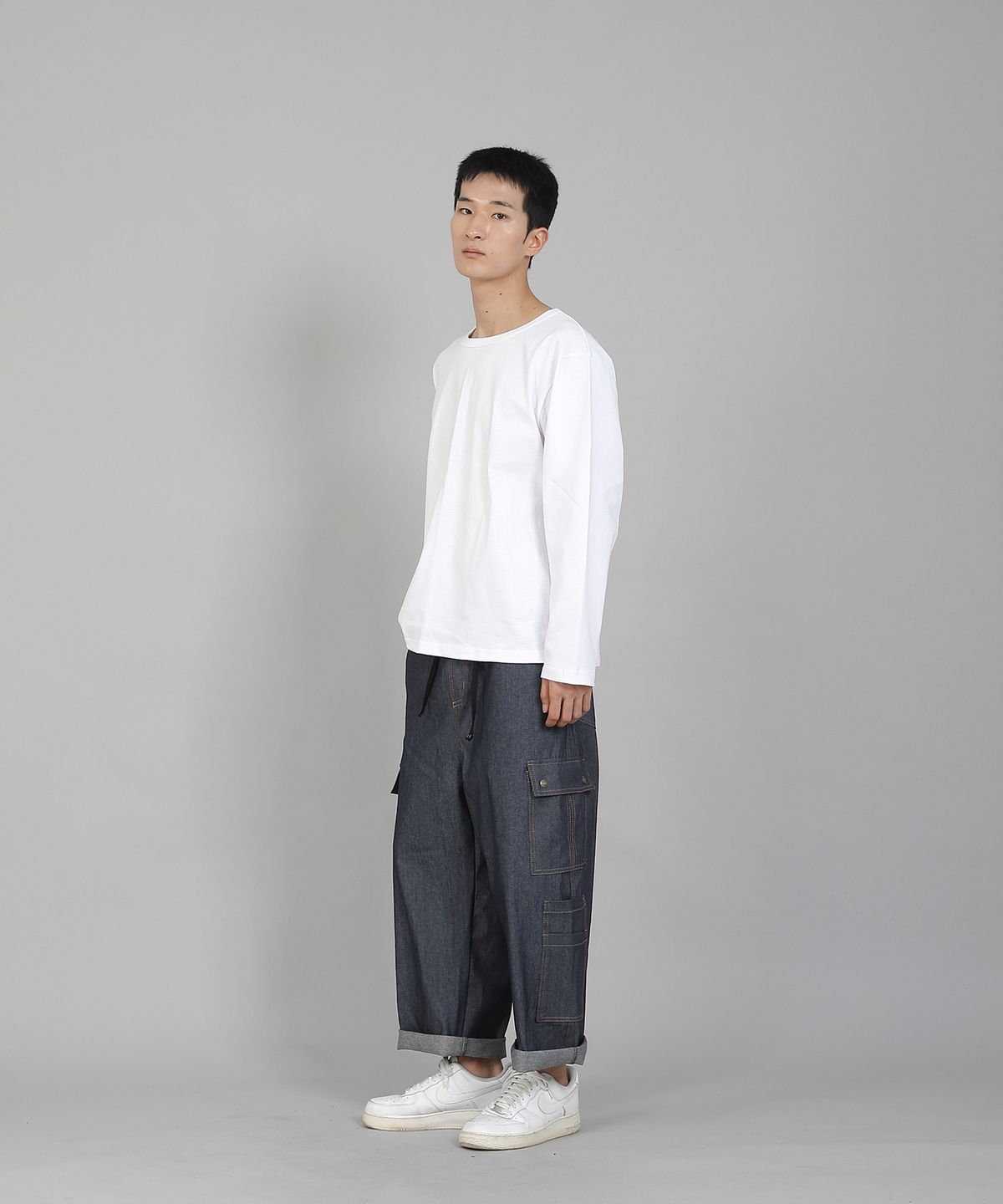 세인트크루(SAINTCREW) 무지 R넥 16s코튼 긴팔티셔츠 PRC-888 화이트