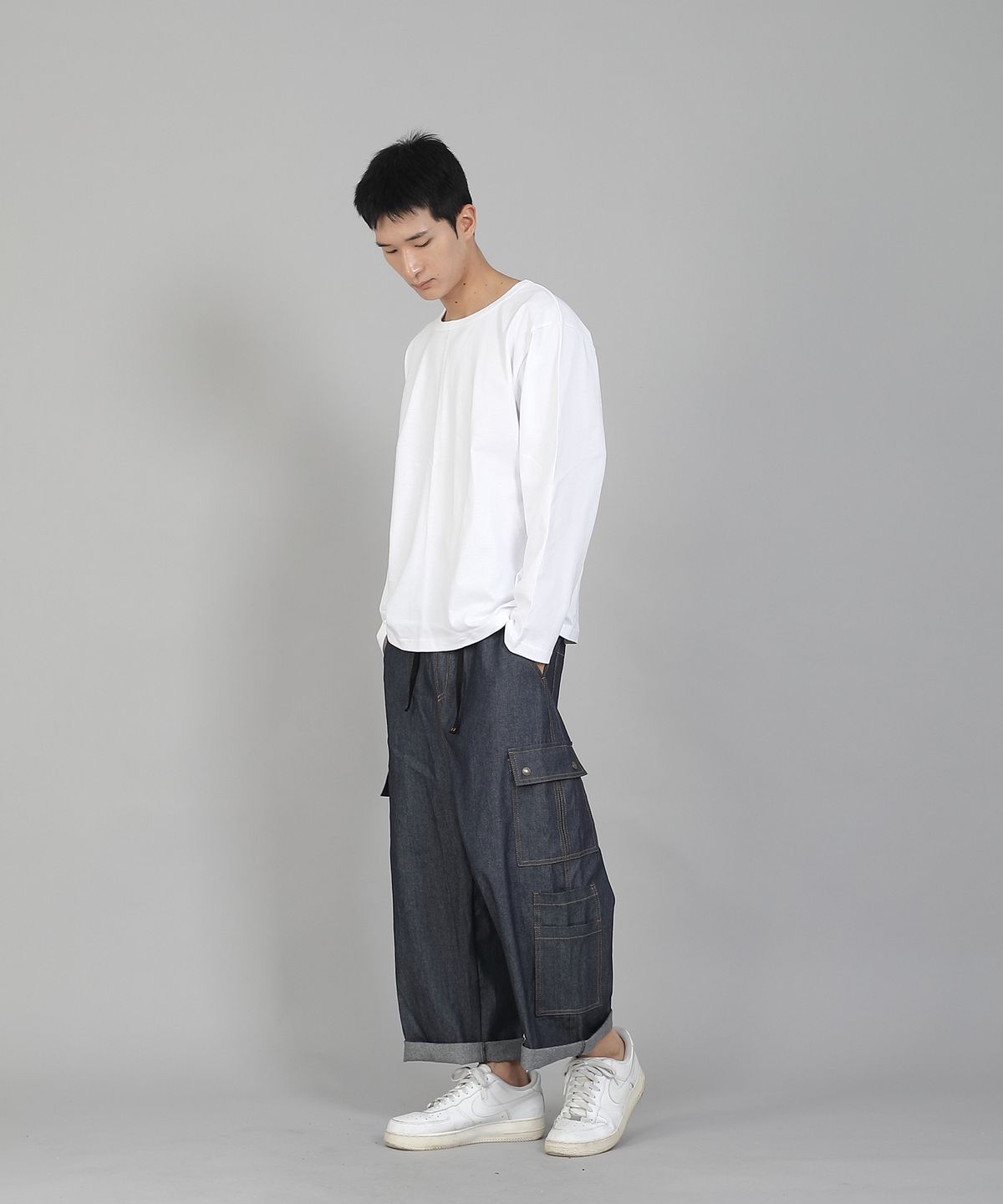 세인트크루(SAINTCREW) 무지 R넥 16s코튼 긴팔티셔츠 PRC-888 화이트