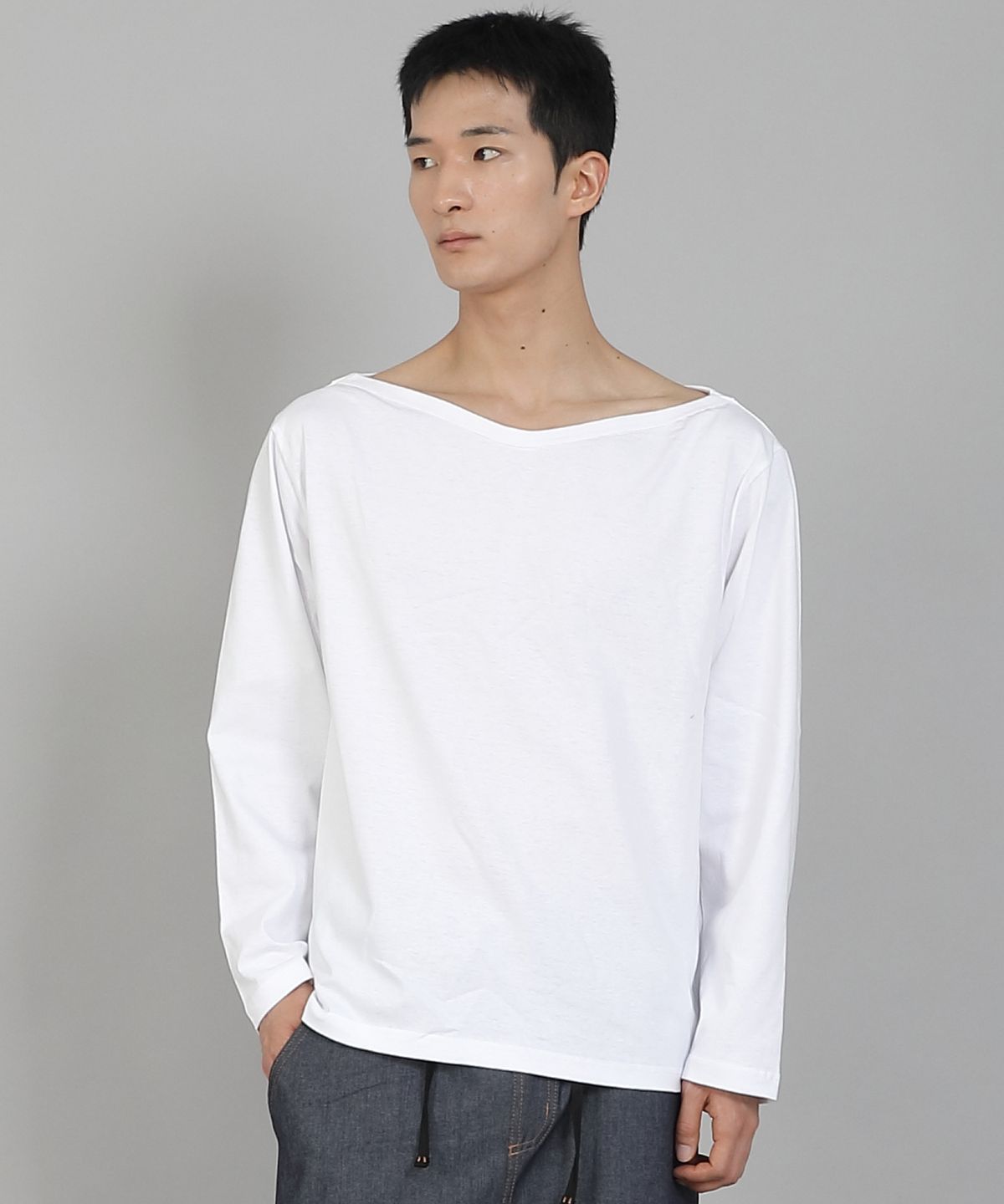 세인트크루(SAINTCREW) 무지 보트넥 16s코튼 긴팔티셔츠 PBL-890 화이트