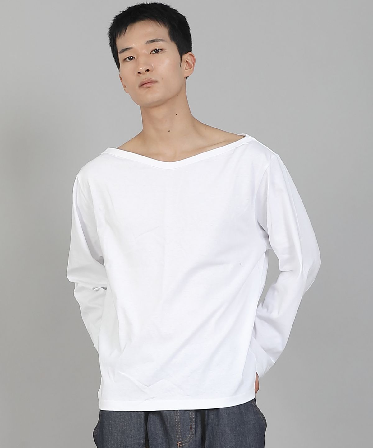 세인트크루(SAINTCREW) 무지 보트넥 16s코튼 긴팔티셔츠 PBL-890 화이트