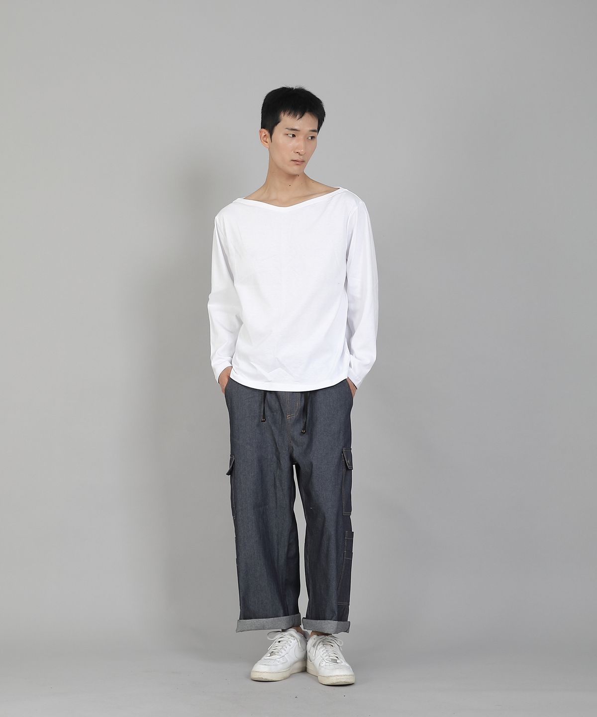 세인트크루(SAINTCREW) 무지 보트넥 16s코튼 긴팔티셔츠 PBL-890 화이트