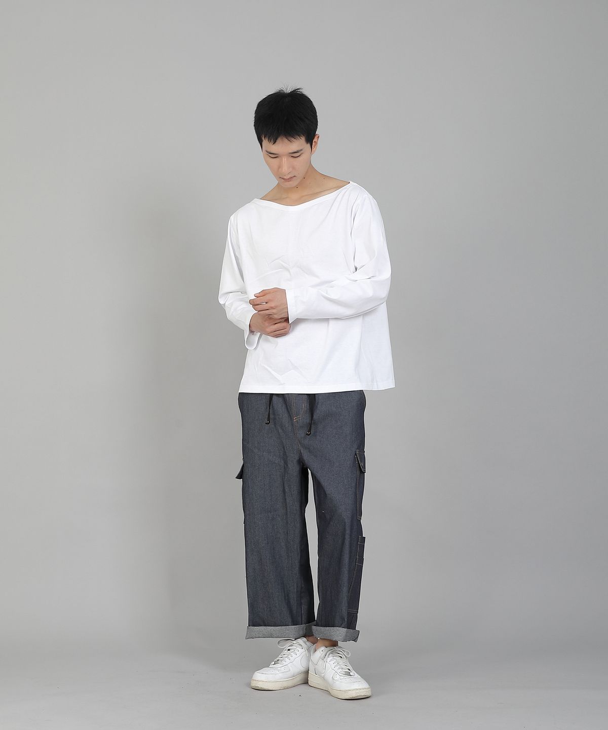 세인트크루(SAINTCREW) 무지 보트넥 16s코튼 긴팔티셔츠 PBL-890 화이트