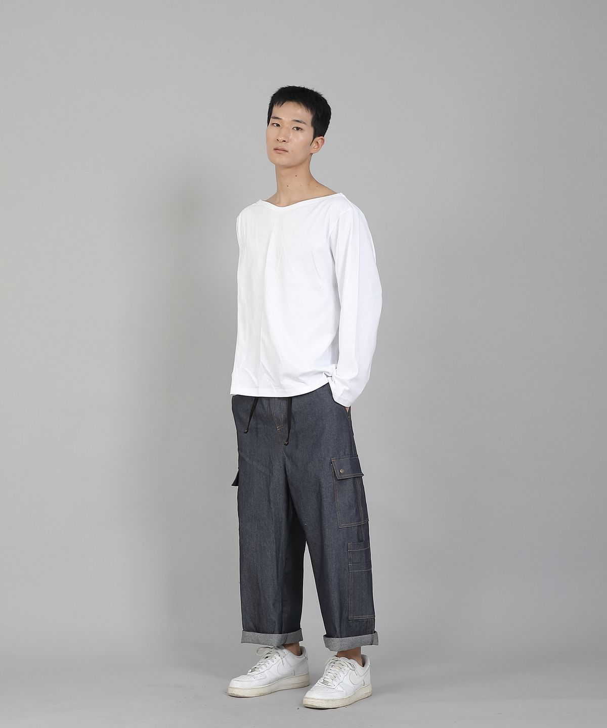세인트크루(SAINTCREW) 무지 보트넥 16s코튼 긴팔티셔츠 PBL-890 화이트