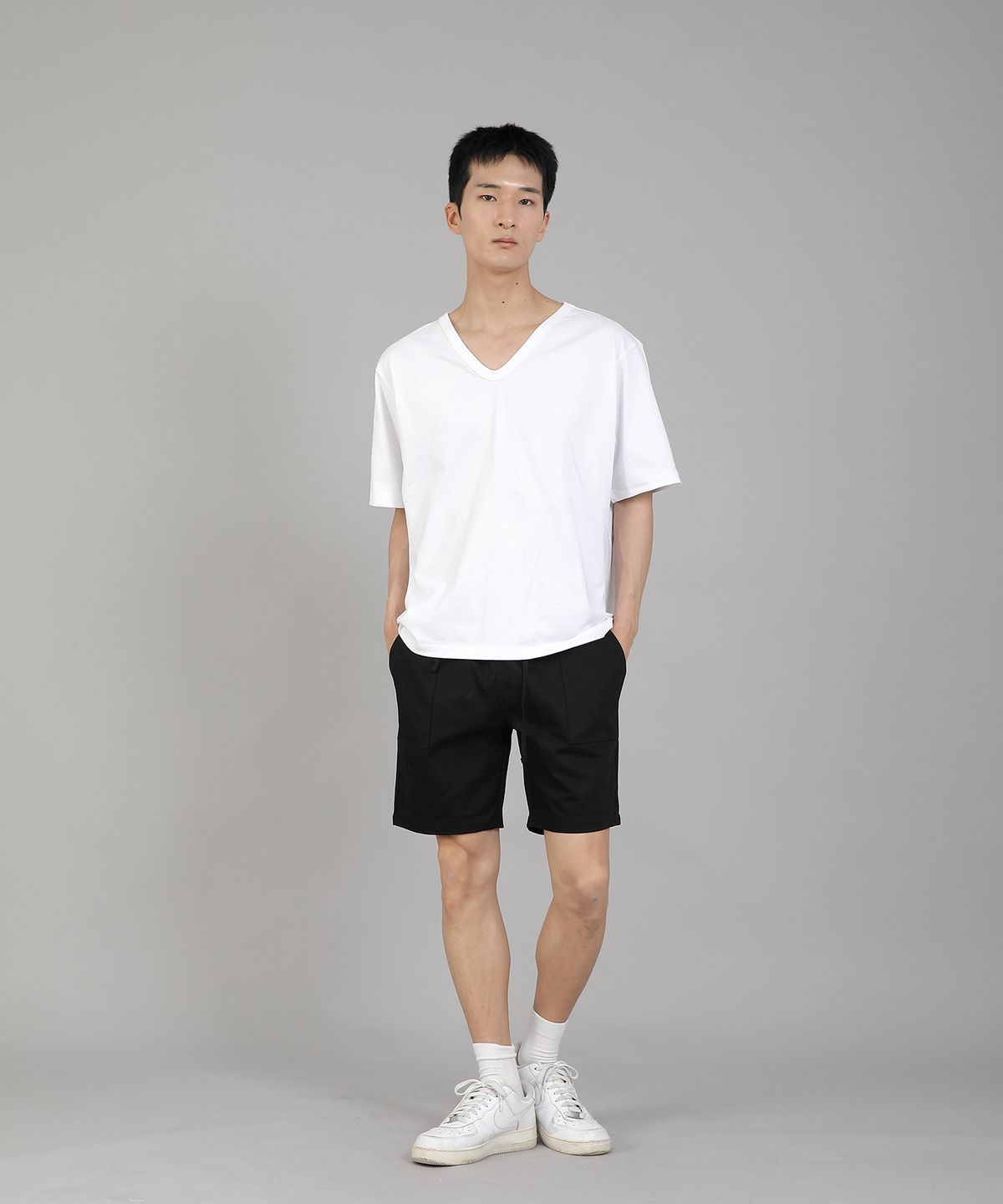 세인트크루(SAINTCREW) 무지 V넥 반팔티셔츠 VSR-881 화이트