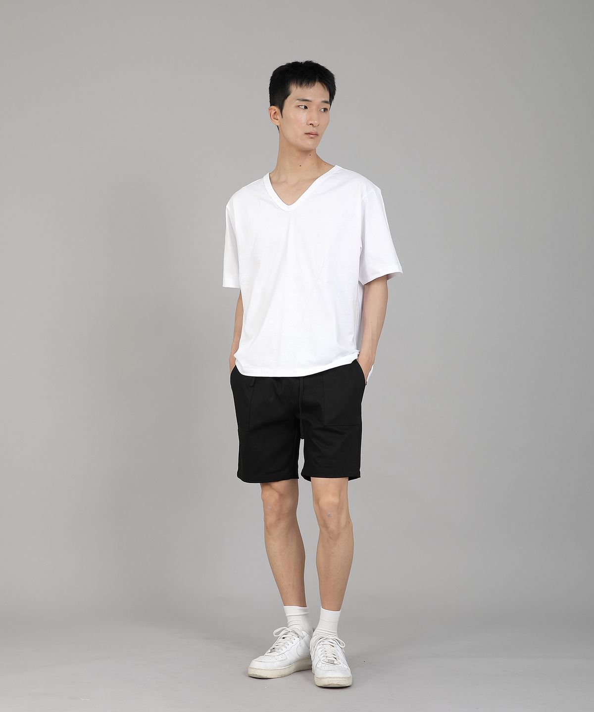 세인트크루(SAINTCREW) 무지 V넥 반팔티셔츠 VSR-881 화이트
