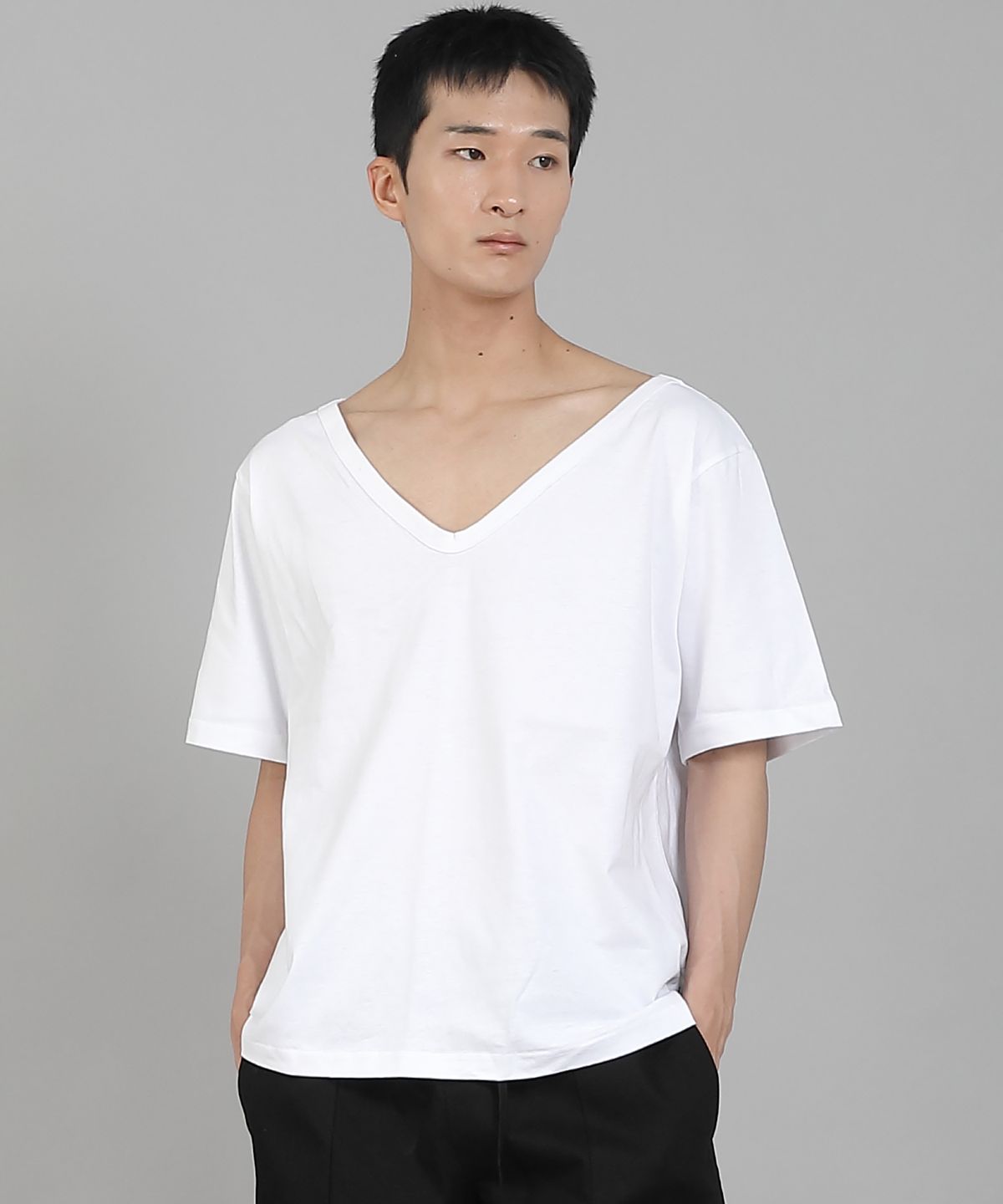 세인트크루(SAINTCREW) 무지 BIG V넥 반팔티셔츠 BIGV-883 화이트