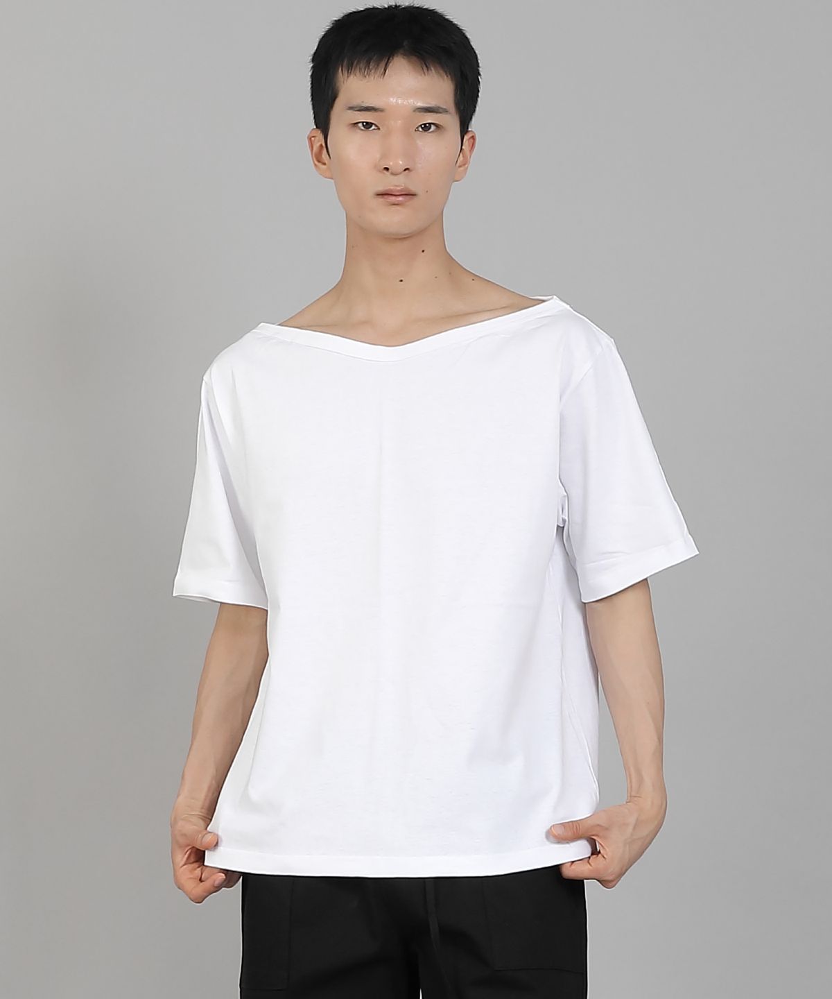 세인트크루(SAINTCREW) 무지 보트넥 반팔티셔츠 BSR-882 화이트