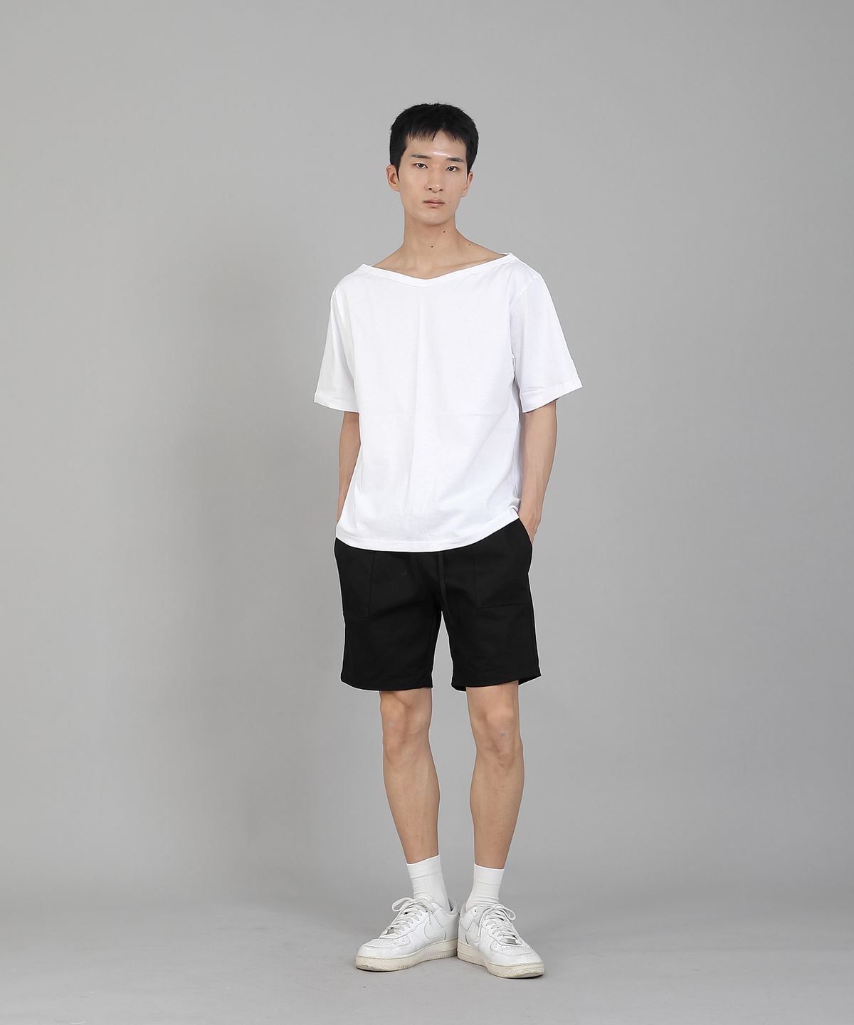 세인트크루(SAINTCREW) 무지 보트넥 반팔티셔츠 BSR-882 화이트