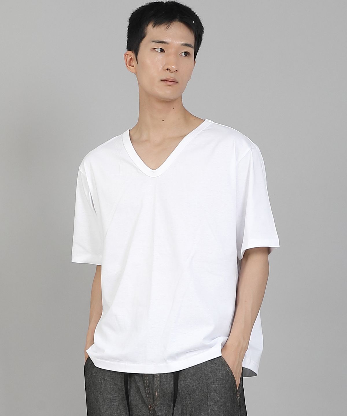세인트크루(SAINTCREW) 무지 V넥 16s코튼 반팔티셔츠 VCS-891 화이트