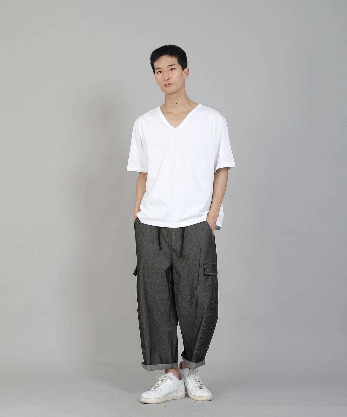 세인트크루(SAINTCREW) 무지 V넥 16s코튼 반팔티셔츠 VCS-891 화이트