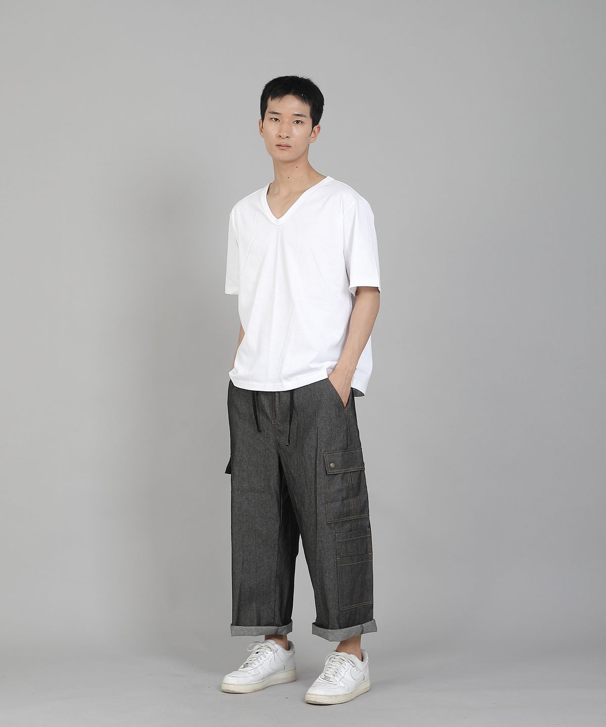 세인트크루(SAINTCREW) 무지 V넥 16s코튼 반팔티셔츠 VCS-891 화이트