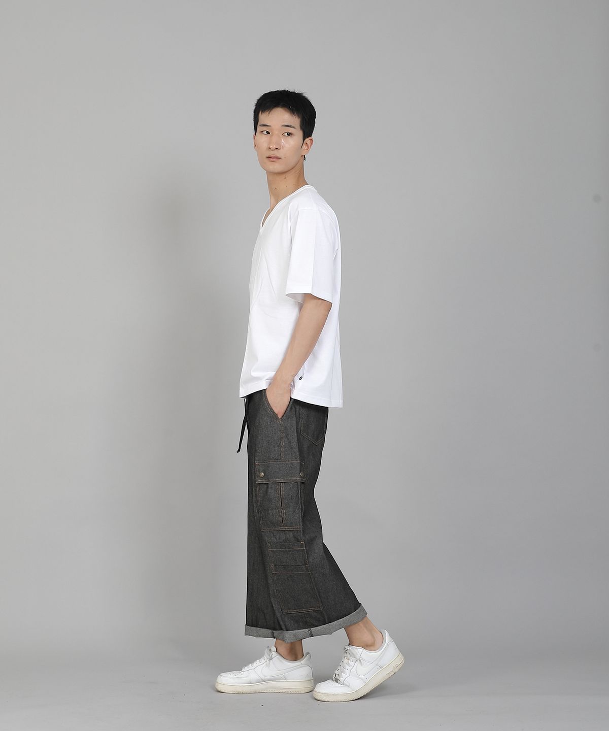 세인트크루(SAINTCREW) 무지 V넥 16s코튼 반팔티셔츠 VCS-891 화이트
