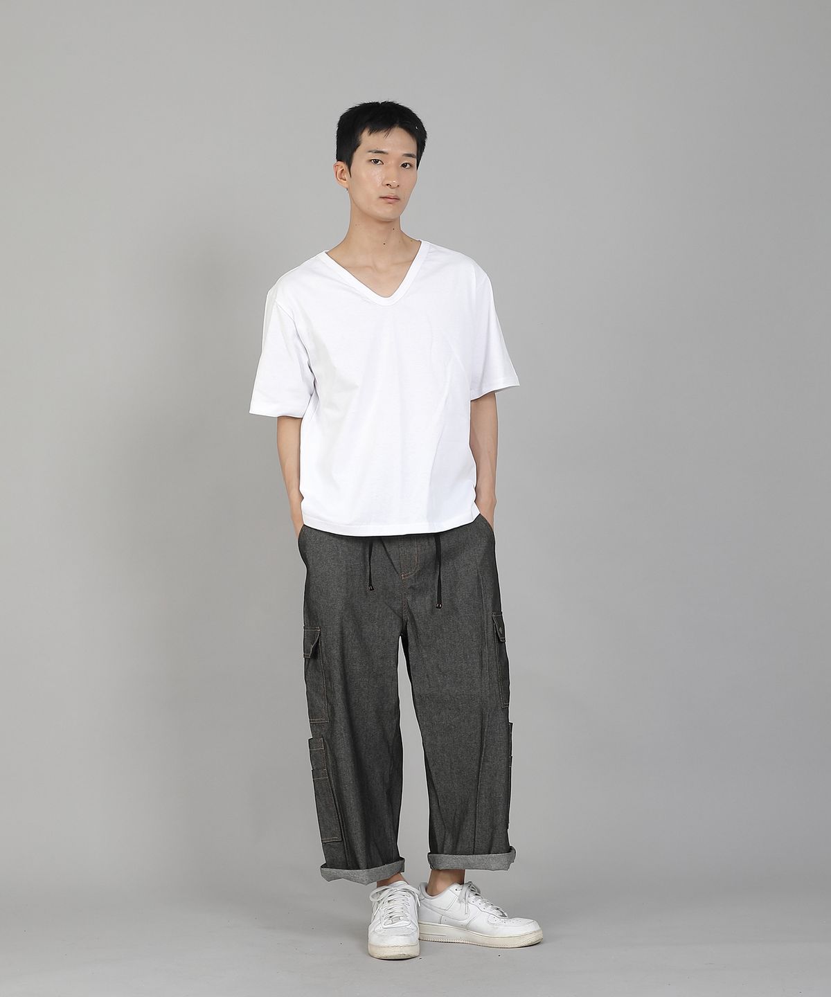세인트크루(SAINTCREW) 무지 V넥 16s코튼 반팔티셔츠 VCS-891 화이트