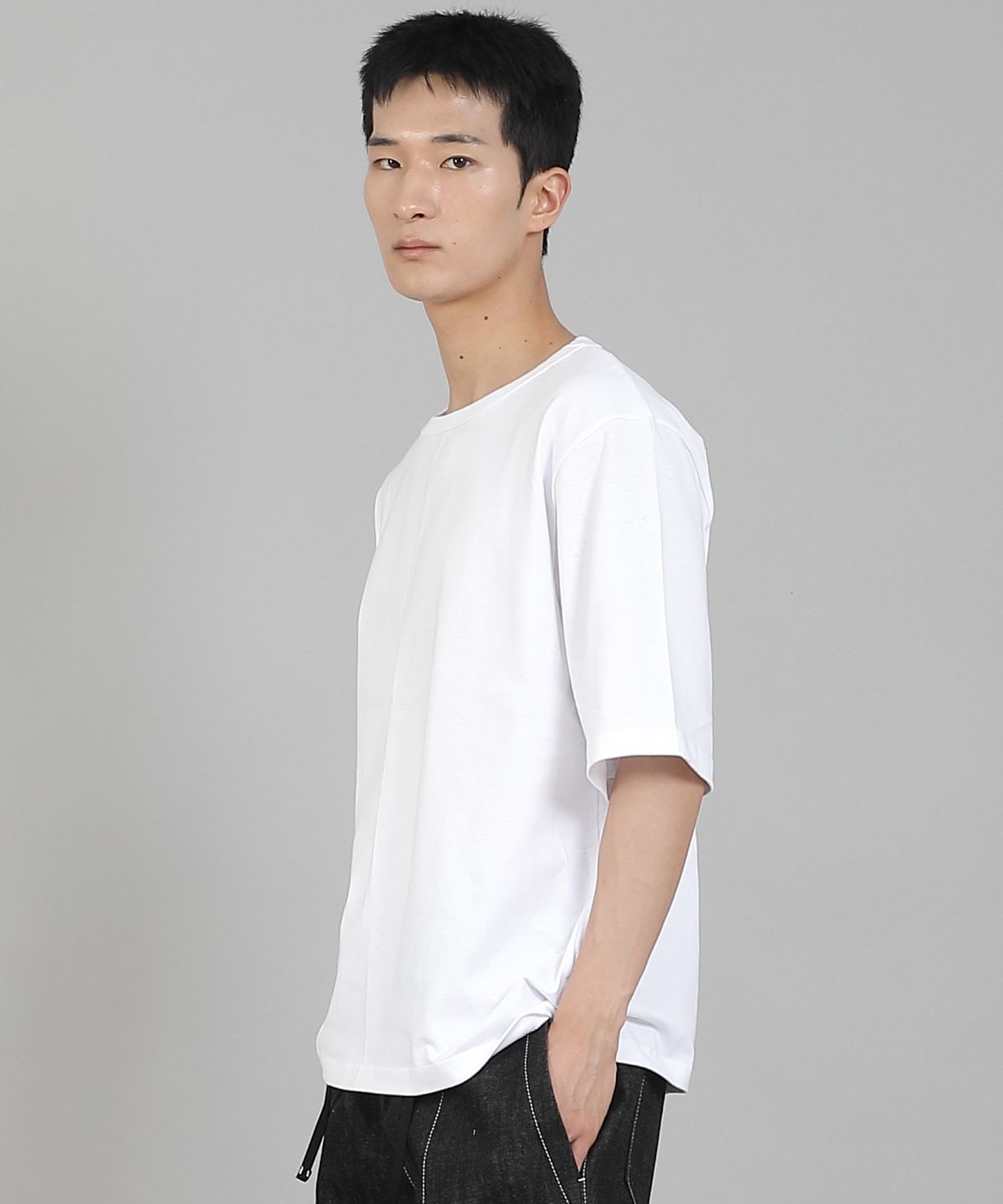 세인트크루(SAINTCREW) 무지 R넥 5부 반팔티셔츠 RHR-896 화이트