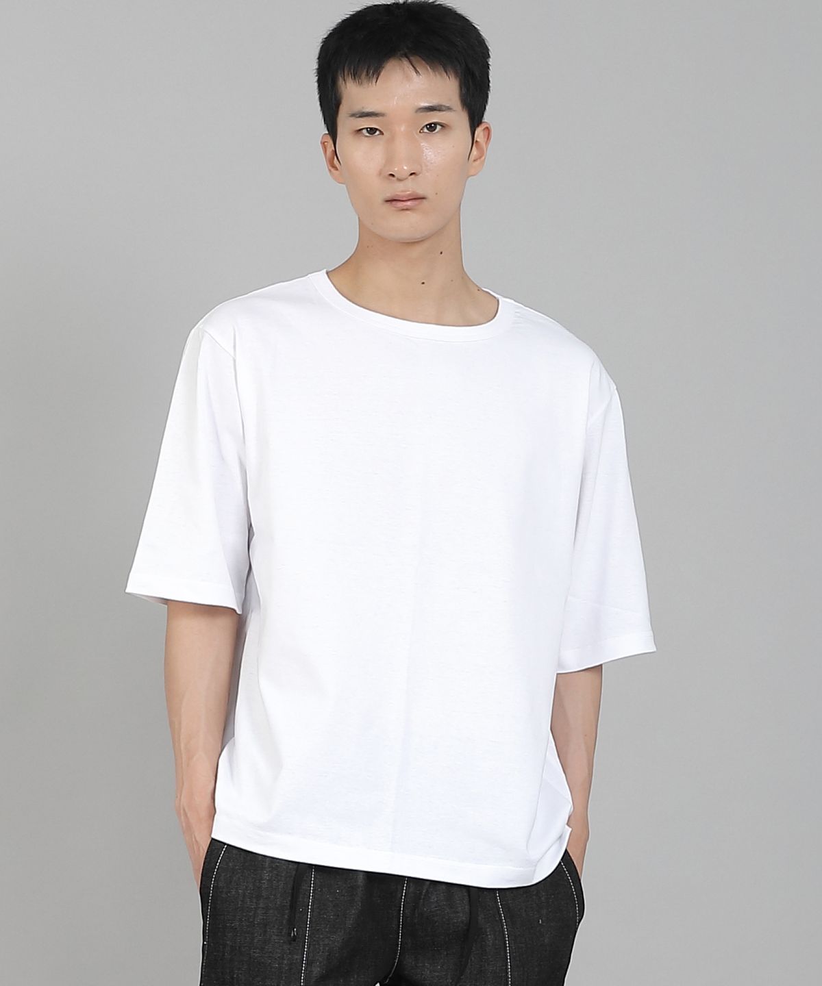 세인트크루(SAINTCREW) 무지 R넥 5부 반팔티셔츠 RHR-896 화이트