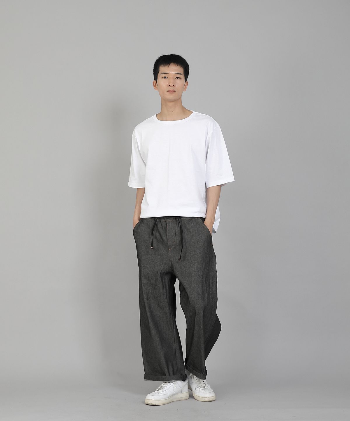 세인트크루(SAINTCREW) 무지 R넥 16s코튼 5부 반팔티셔츠 R-8A02 화이트