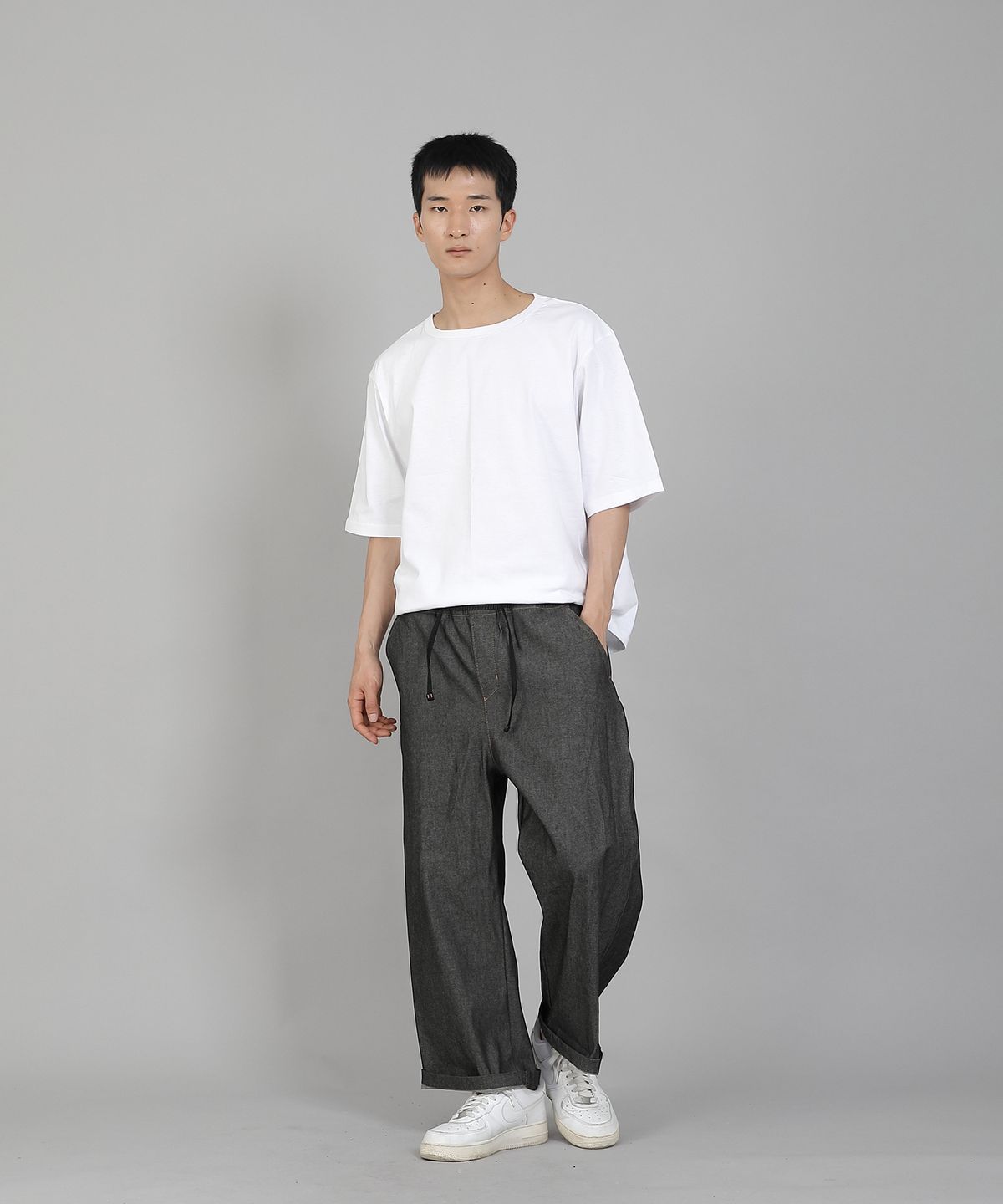 세인트크루(SAINTCREW) 무지 R넥 16s코튼 5부 반팔티셔츠 R-8A02 화이트