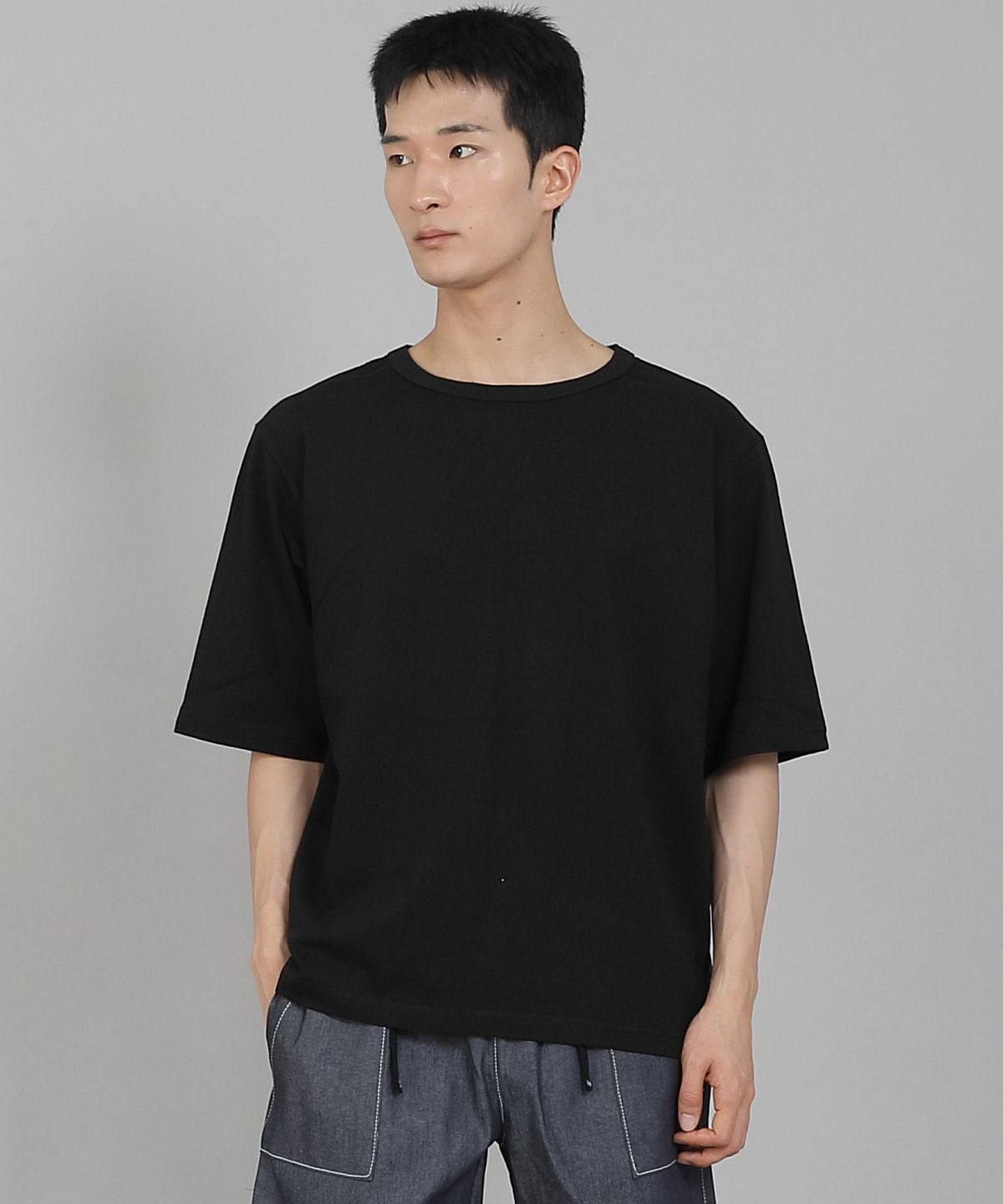 세인트크루(SAINTCREW) 무지 R넥 5부 반팔티셔츠 RHR-896 블랙