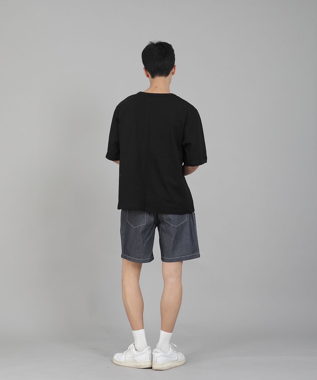 세인트크루(SAINTCREW) 무지 R넥 5부 반팔티셔츠 RHR-896 블랙