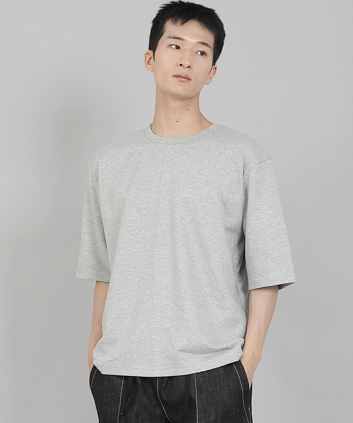 세인트크루(SAINTCREW) 무지 R넥 5부 반팔티셔츠 RHR-896 그레이