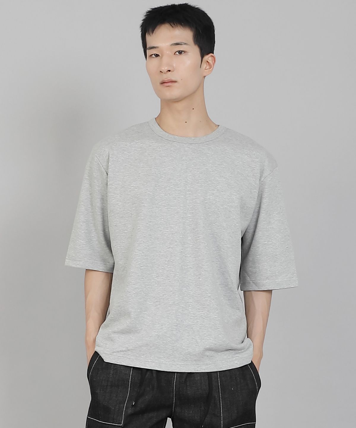 세인트크루(SAINTCREW) 무지 R넥 5부 반팔티셔츠 RHR-896 그레이