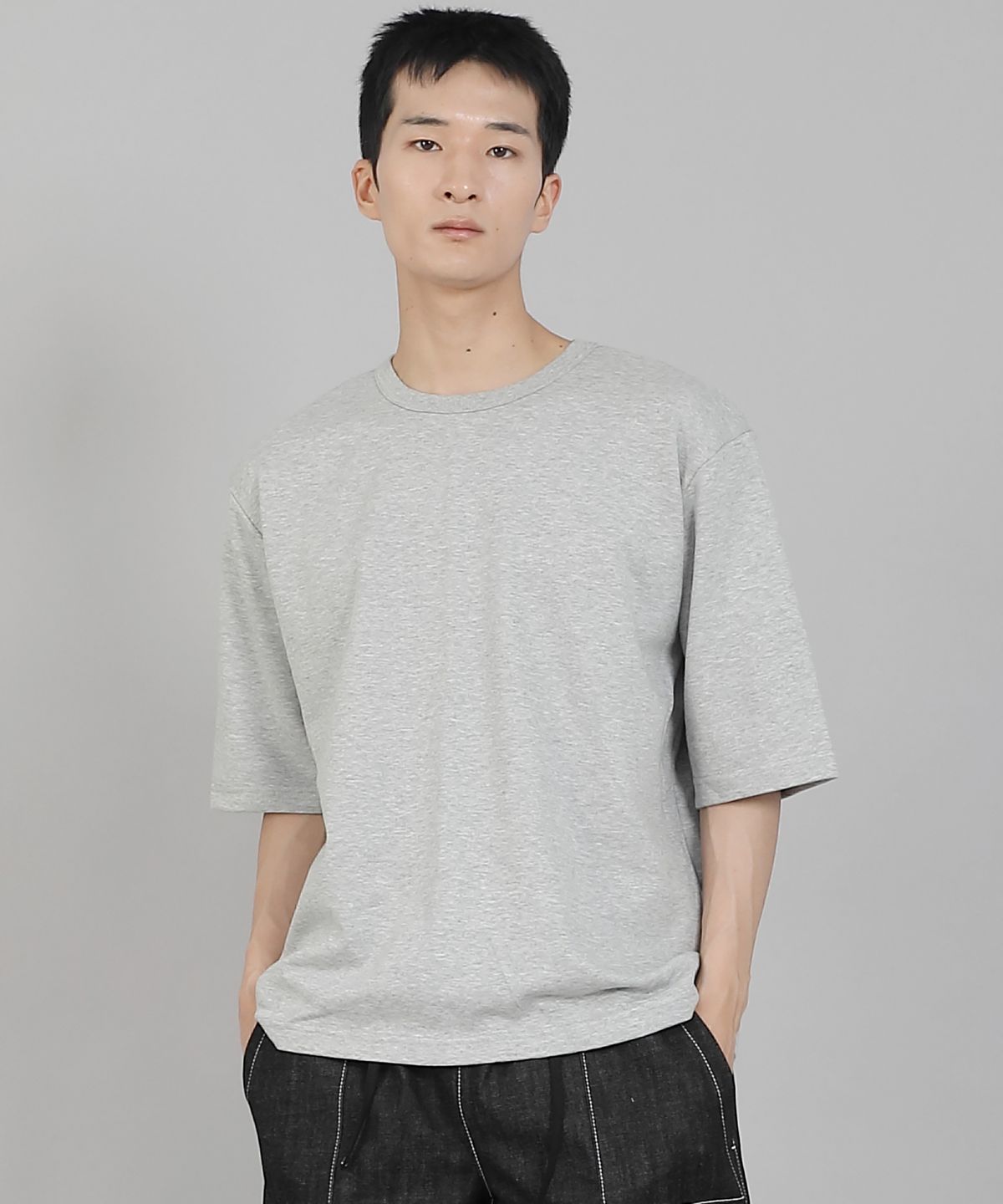 세인트크루(SAINTCREW) 무지 R넥 5부 반팔티셔츠 RHR-896 그레이