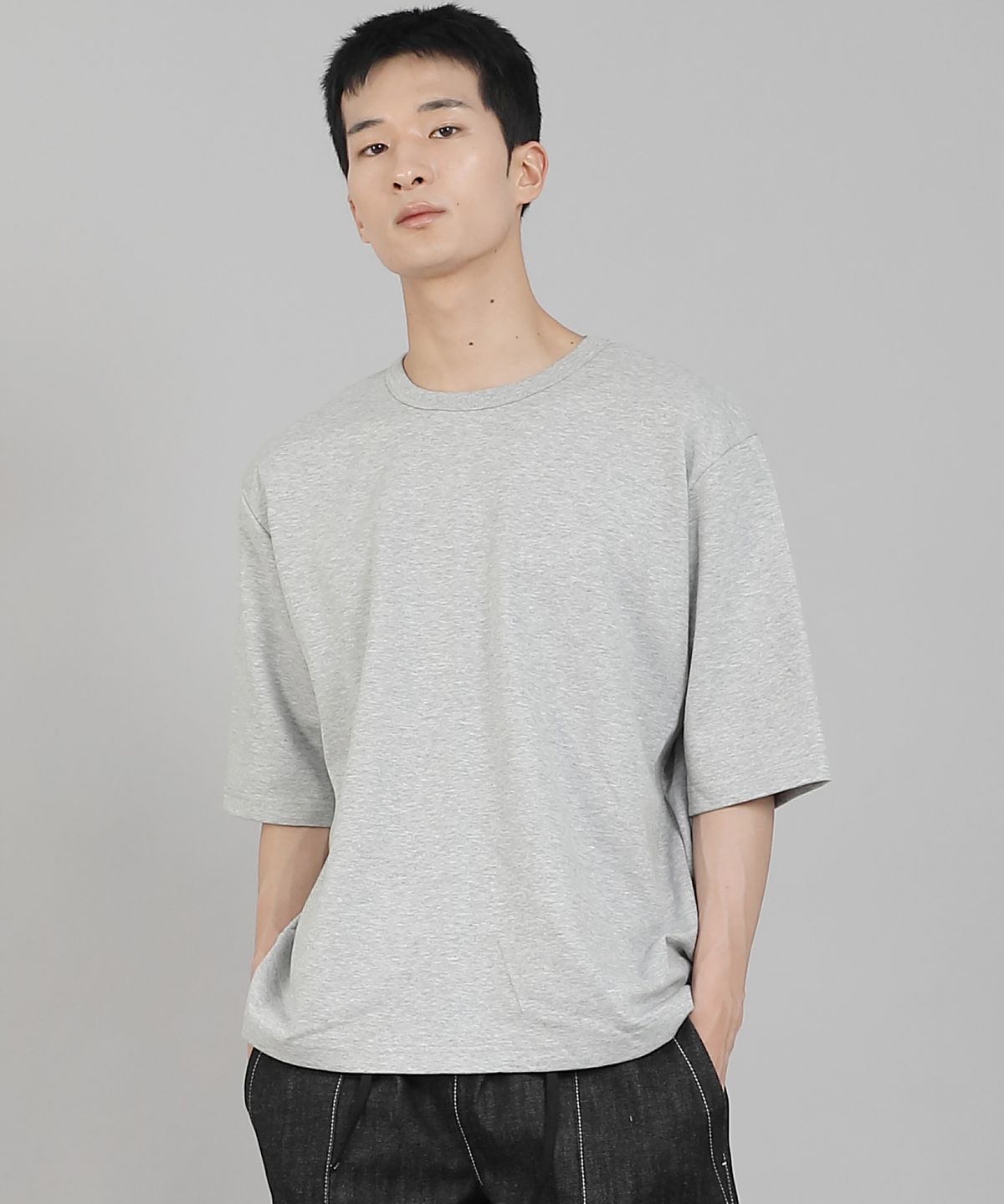 세인트크루(SAINTCREW) 무지 R넥 5부 반팔티셔츠 RHR-896 그레이