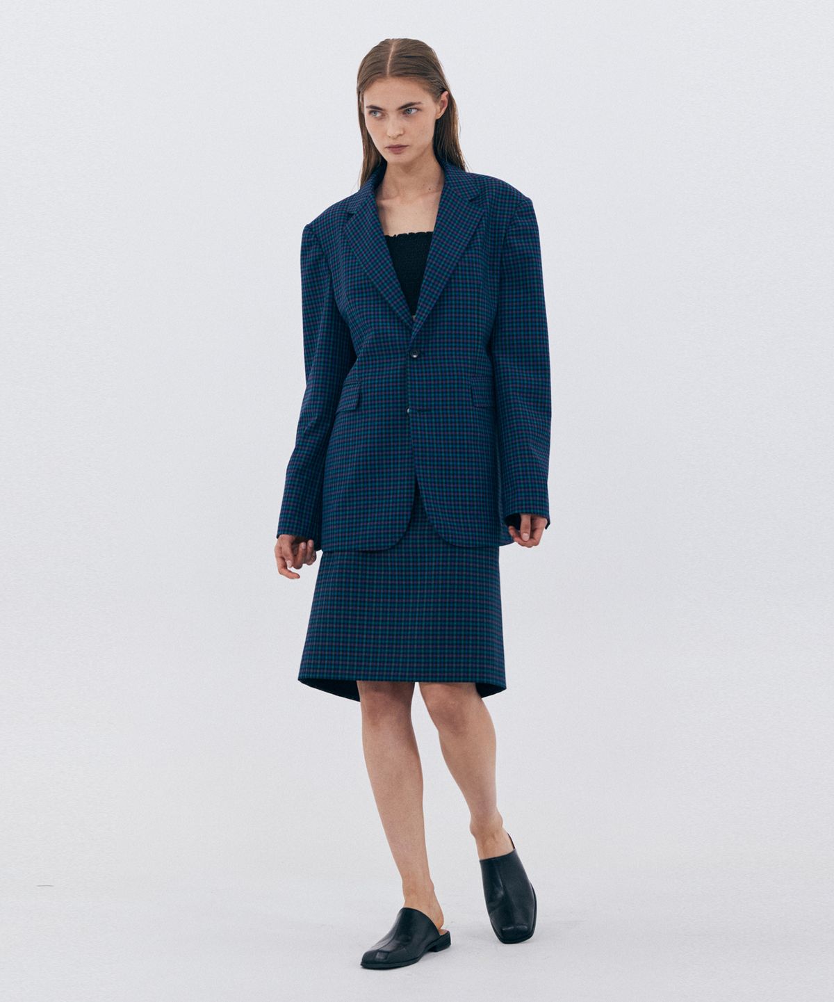 베데르미(VEDERMI) basic check blazer