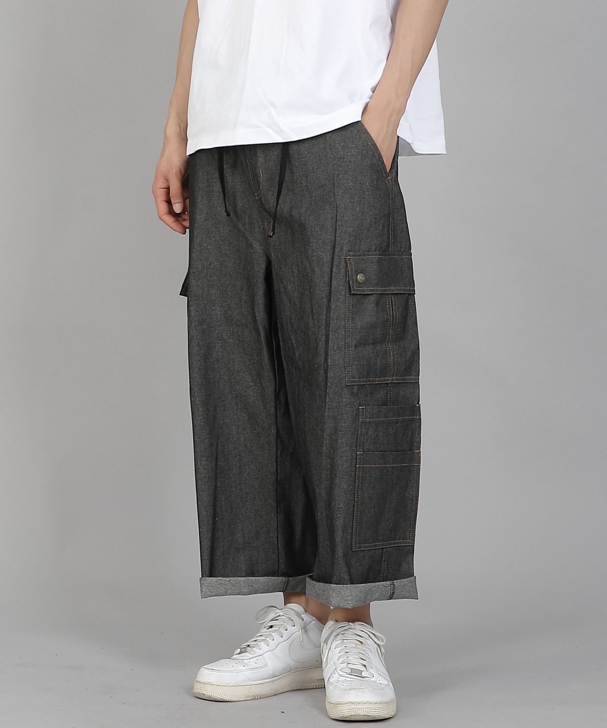 세인트크루(SAINTCREW) 더블카고 9부 팬츠 DCP-382 데님 그레이블랙