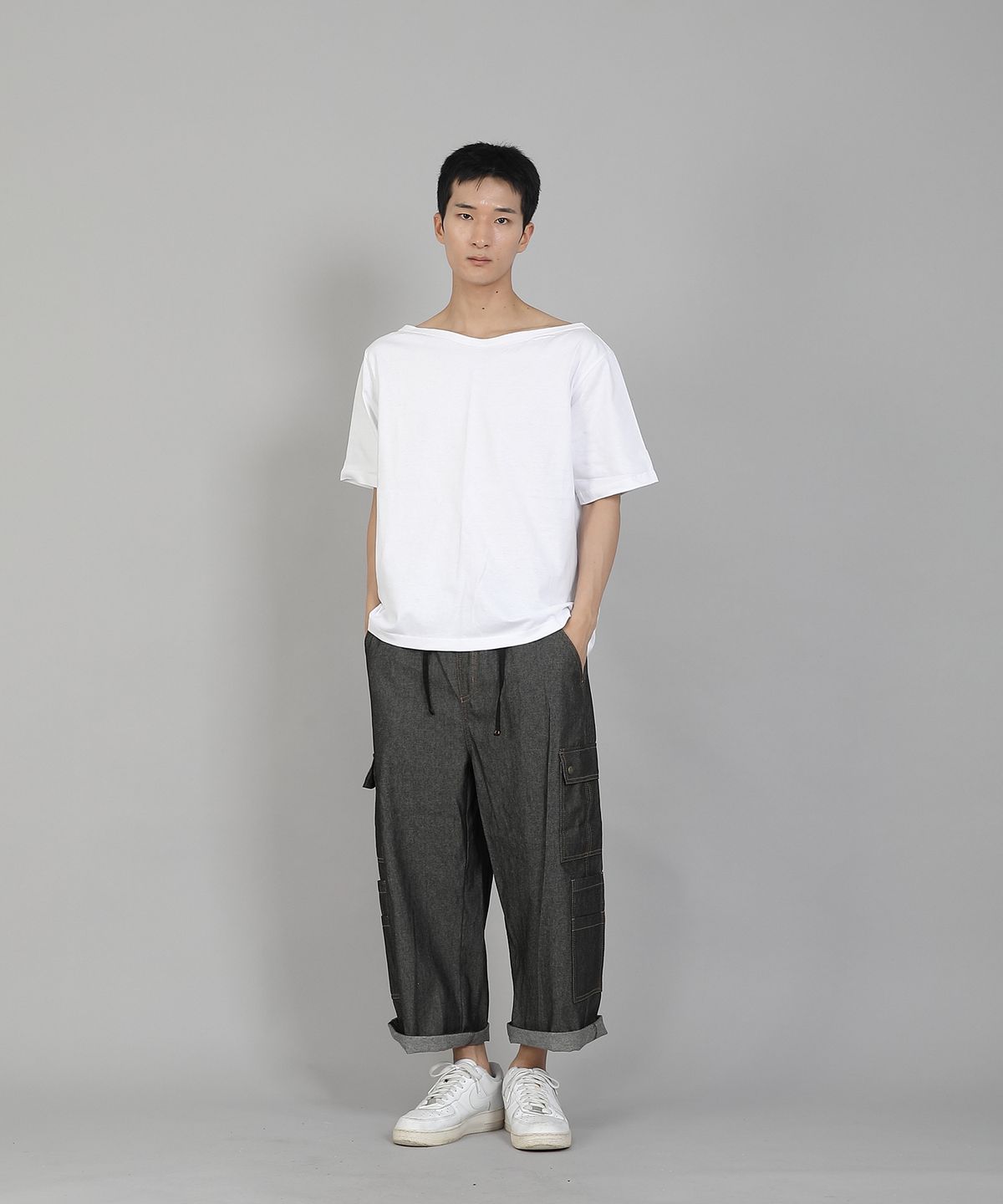 세인트크루(SAINTCREW) 더블카고 9부 팬츠 DCP-382 데님 그레이블랙