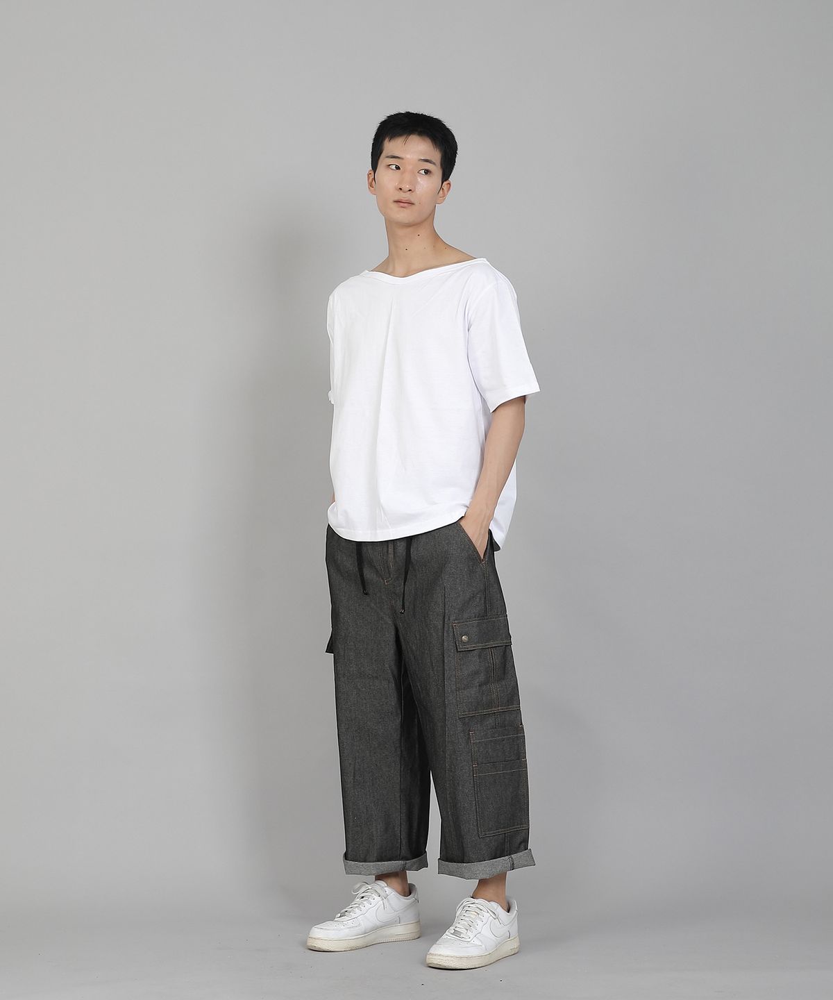 세인트크루(SAINTCREW) 더블카고 9부 팬츠 DCP-382 데님 그레이블랙