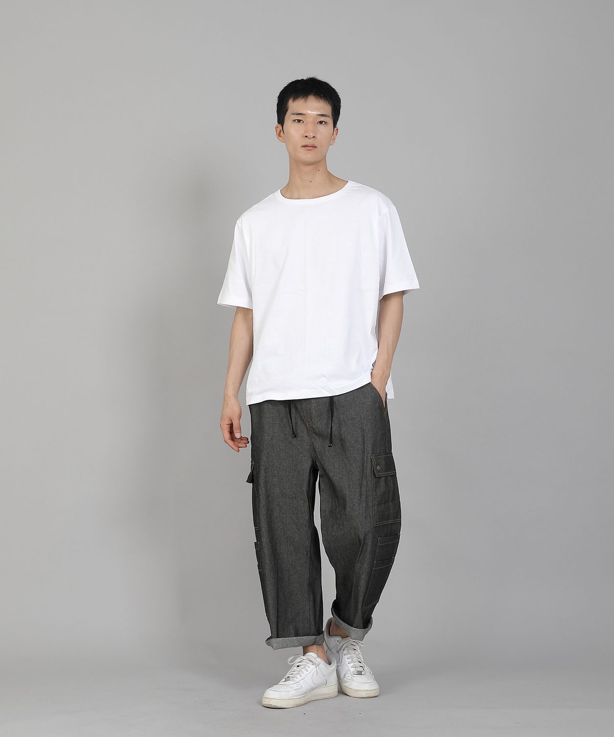세인트크루(SAINTCREW) 더블카고 9부 팬츠 DCP-382 데님 그레이블랙