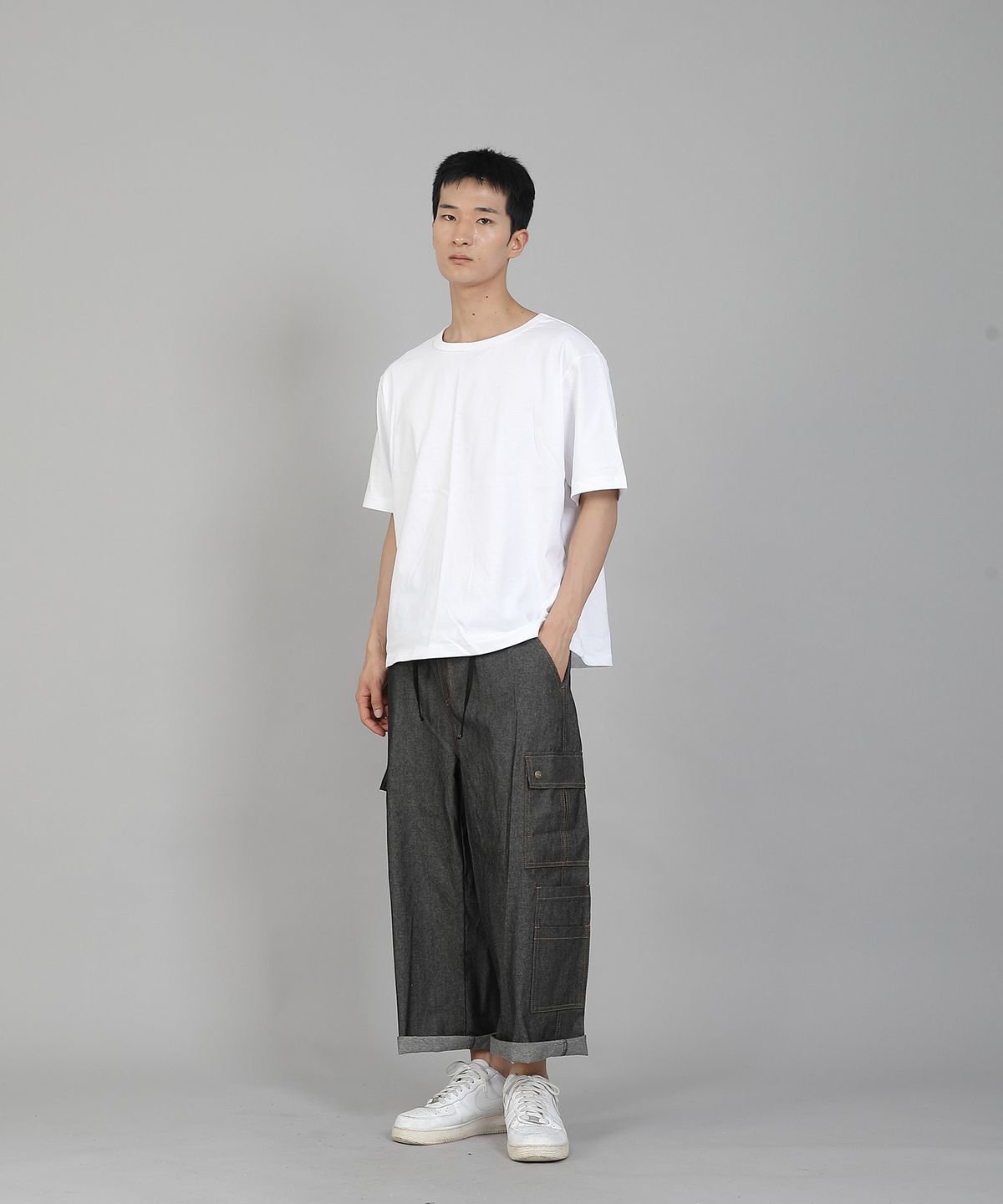 세인트크루(SAINTCREW) 더블카고 9부 팬츠 DCP-382 데님 그레이블랙