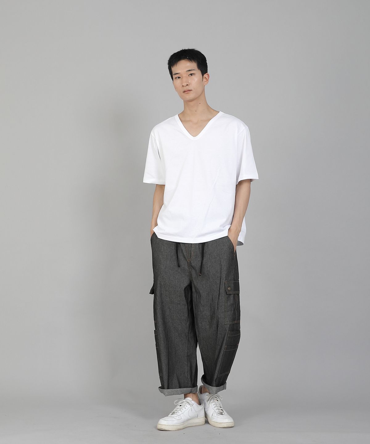 세인트크루(SAINTCREW) 더블카고 9부 팬츠 DCP-382 데님 그레이블랙
