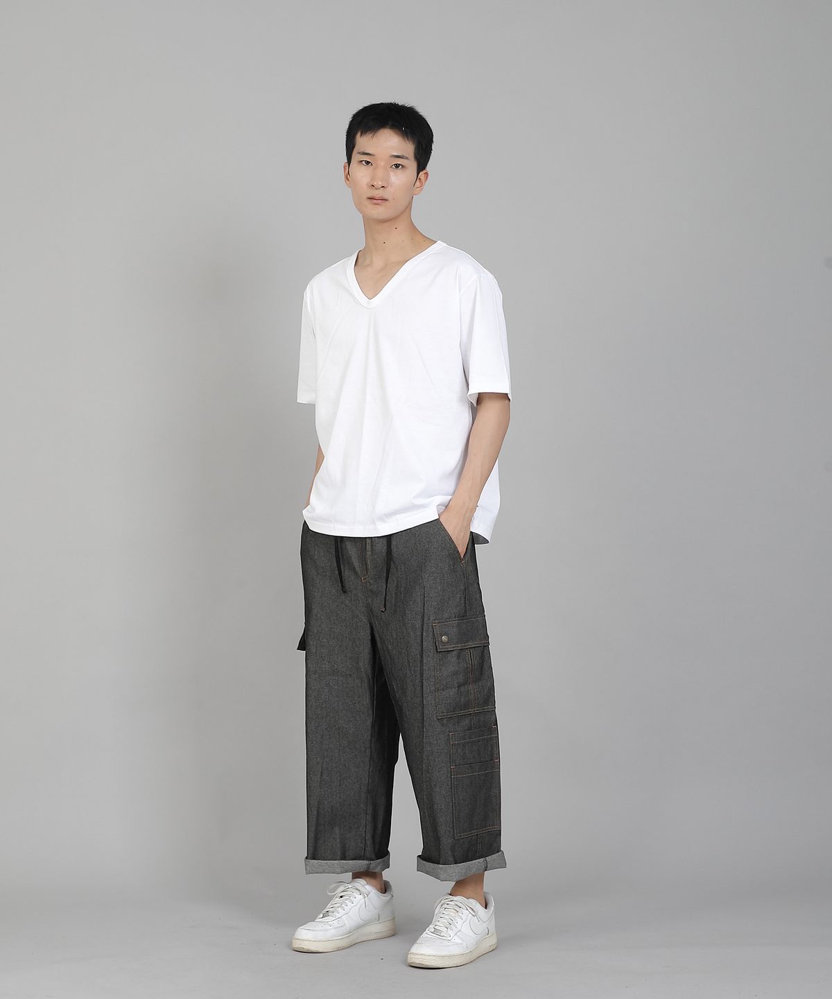 세인트크루(SAINTCREW) 더블카고 9부 팬츠 DCP-382 데님 그레이블랙