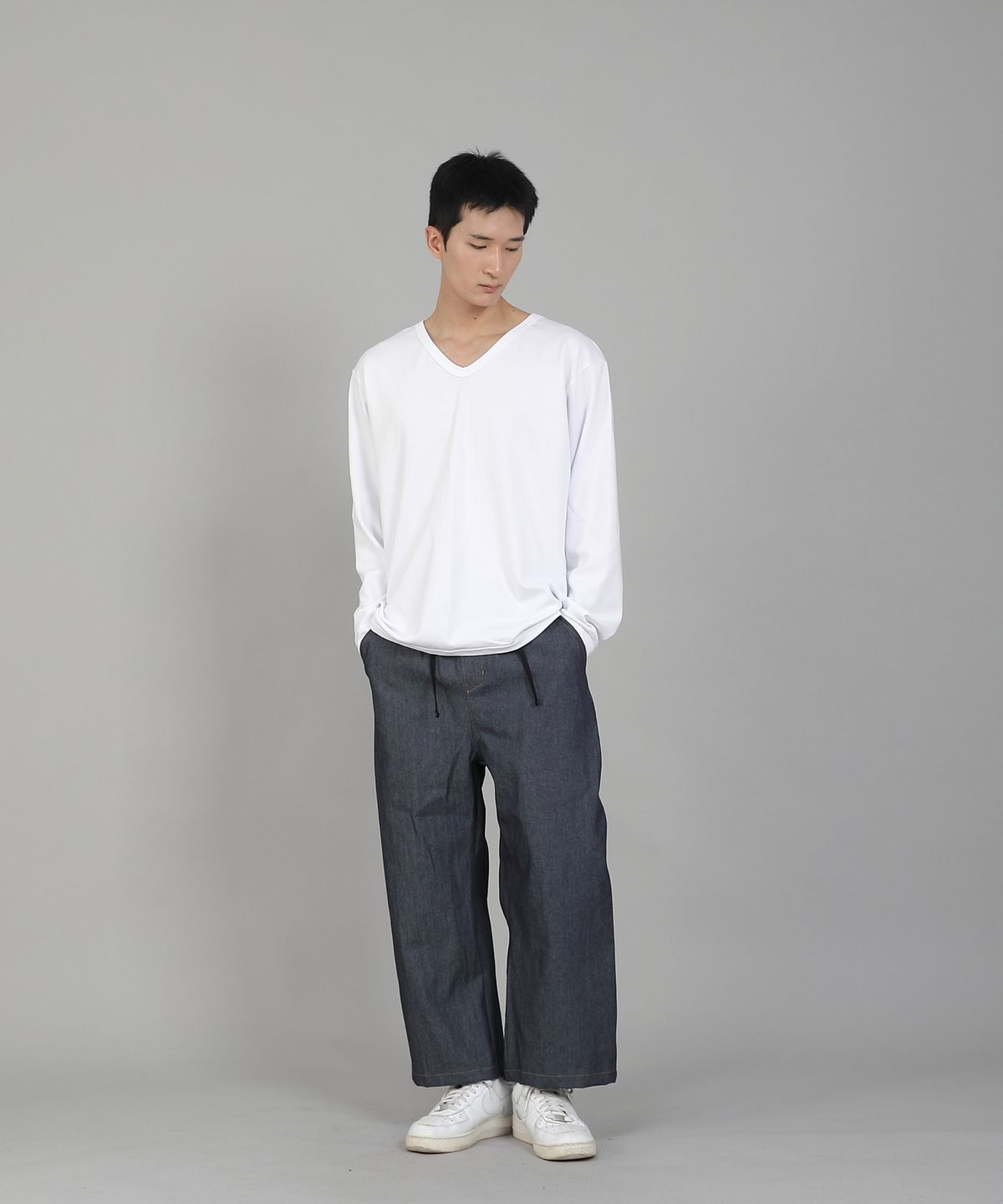 세인트크루(SAINTCREW) EX와이드 9부 밴딩팬츠 EWP-383 데님 라이트인디고